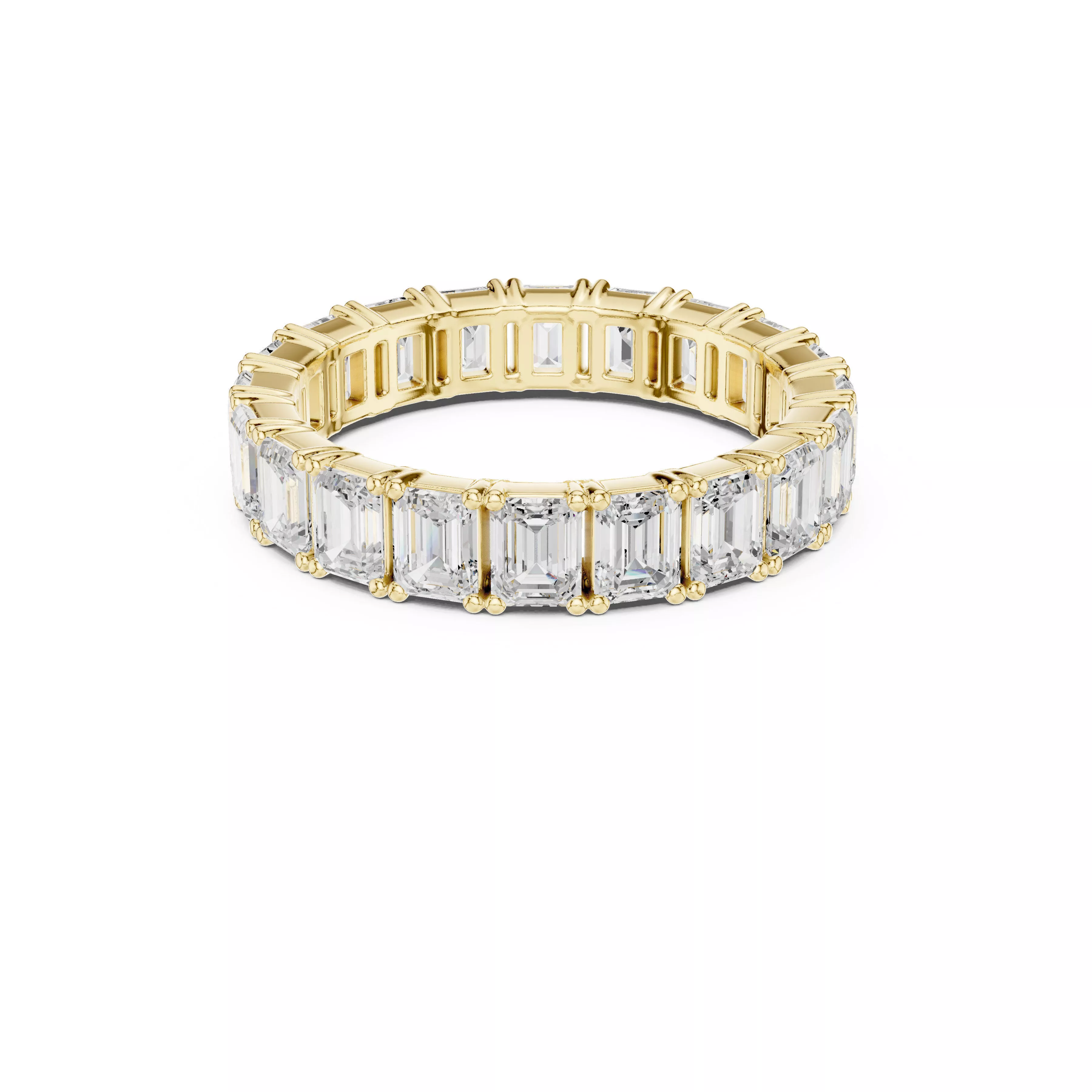 Emerald Cut Diamond Eternity Ring CAD 3D print model