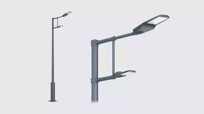Modern Dual-Arm Street Light Pole