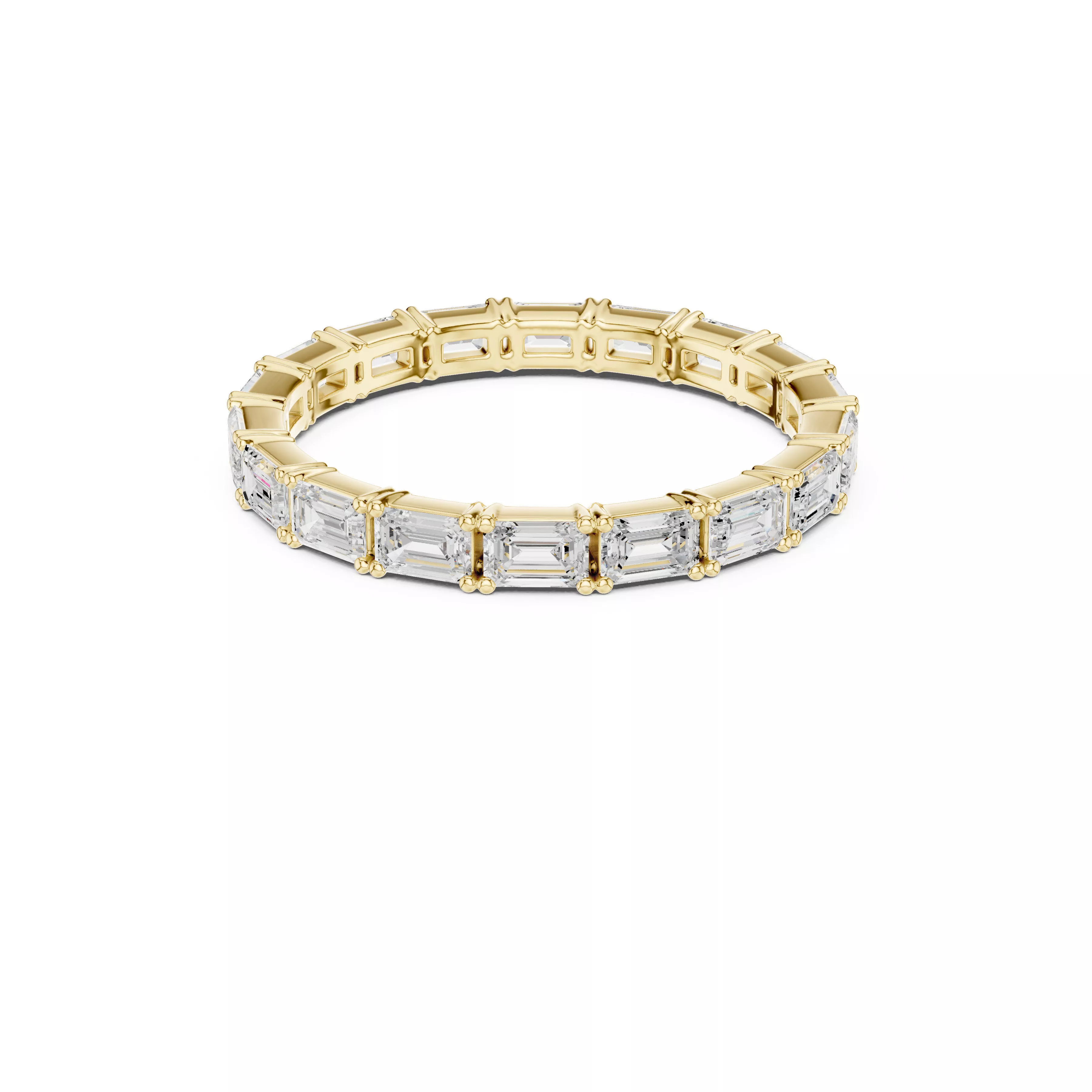 Emerald Cut Diamond Eternity Ring CAD 3D print model