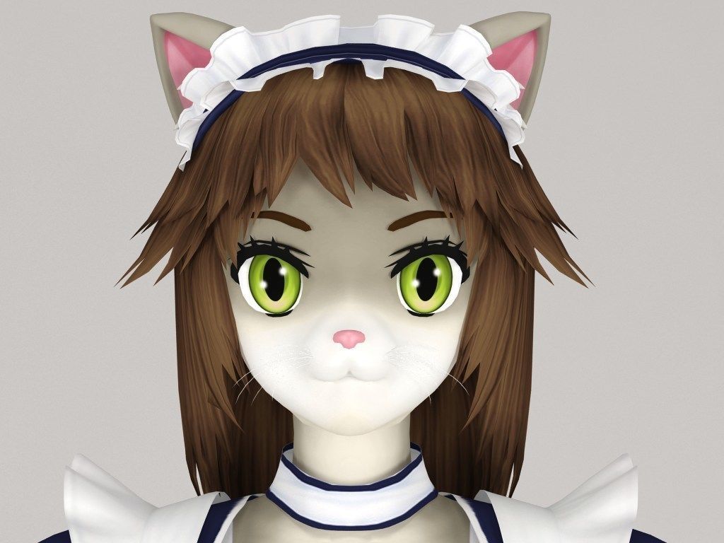 T pose nonrigged model of Nekomi anime creature 3D model_1