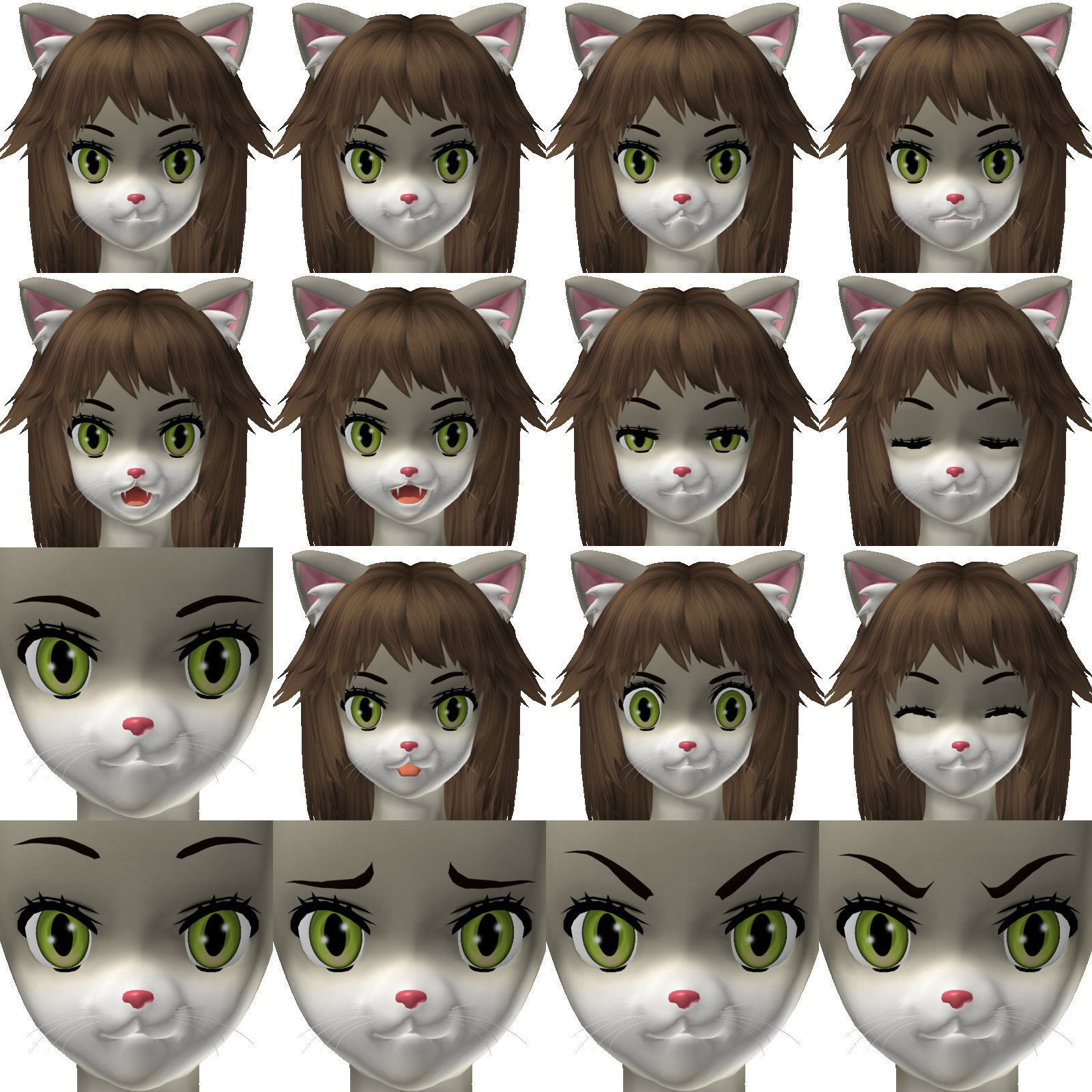 T pose rigged model of Nekomi anime creature 3D model_4