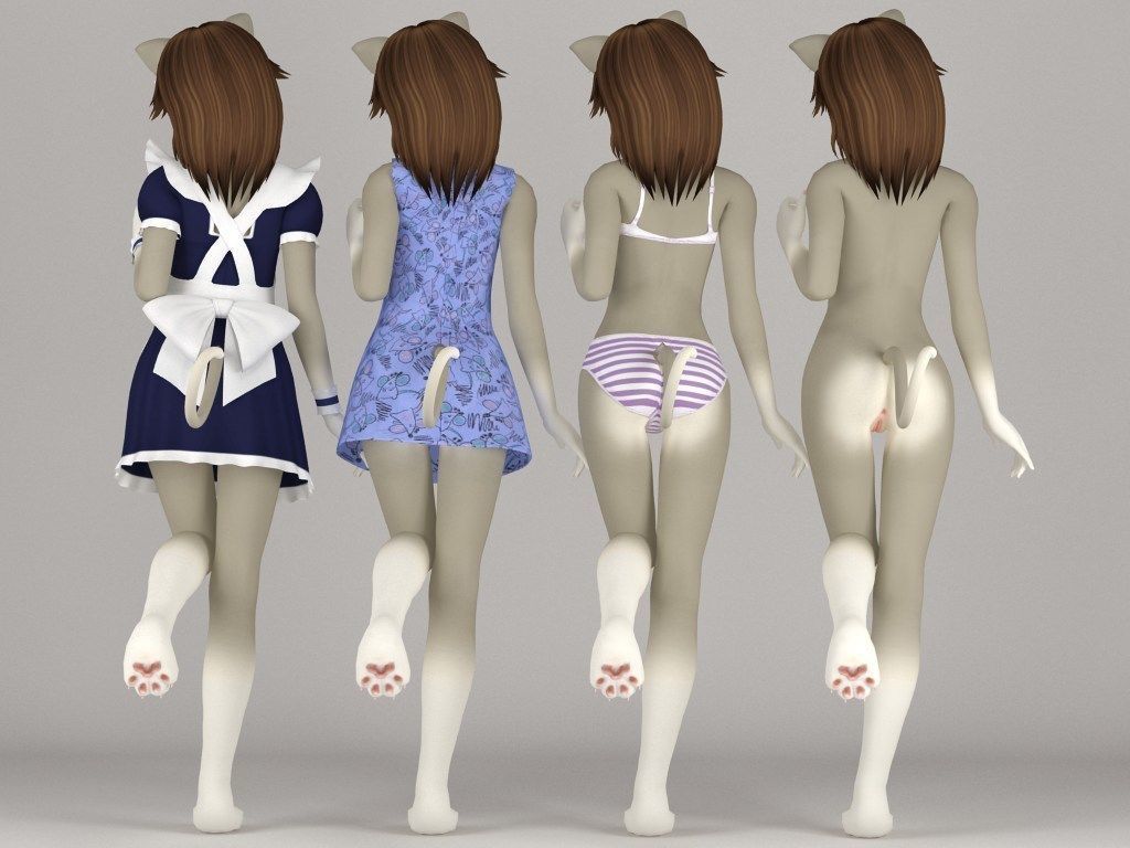 Nekomi anime creature pose 01 3D model_6