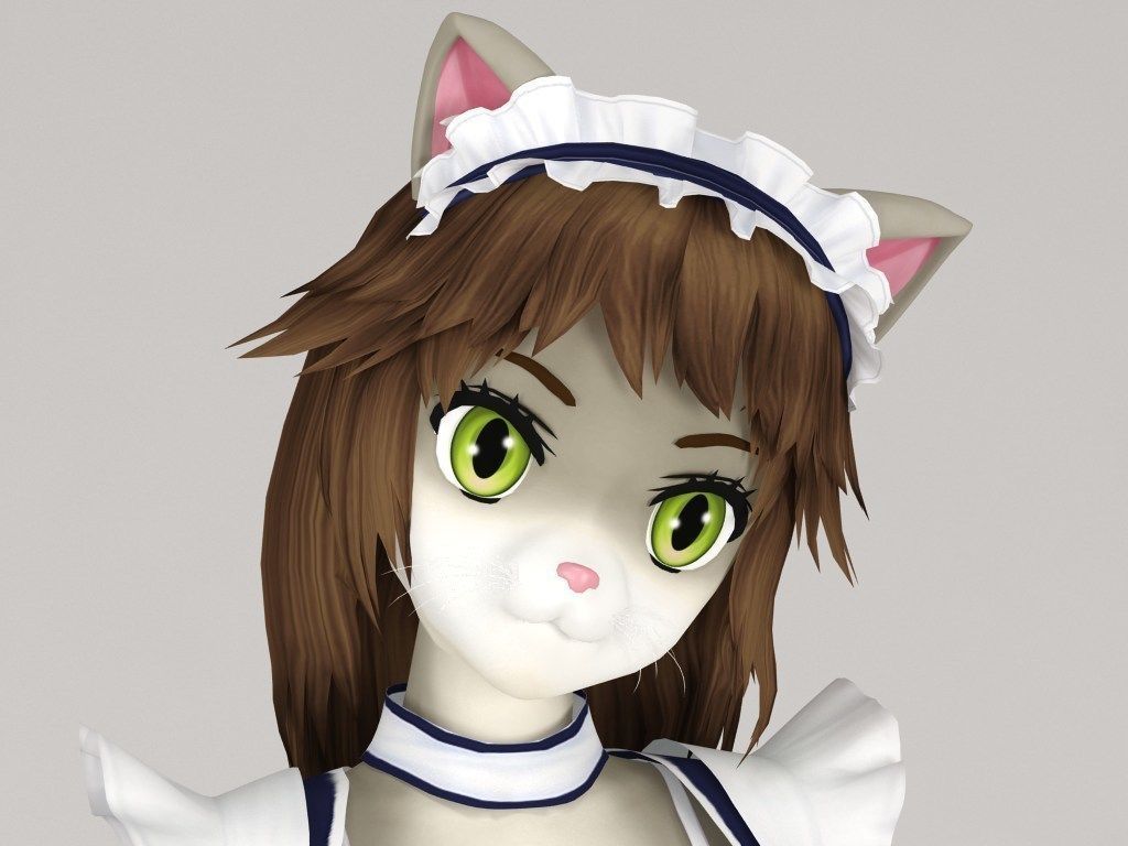 Nekomi anime creature pose 01 3D model_1