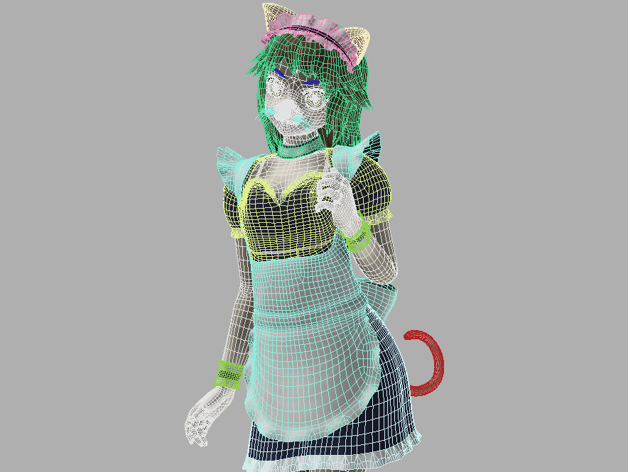 Nekomi anime creature pose 01 3D model_7