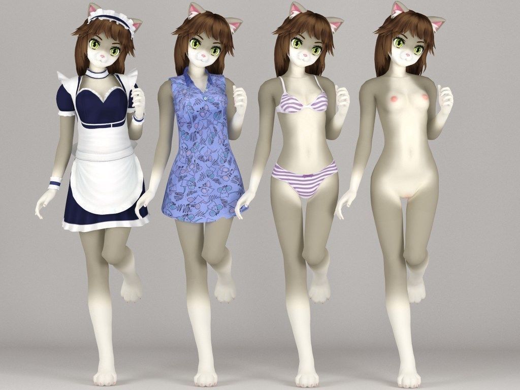 Nekomi anime creature pose 01 3D model_3