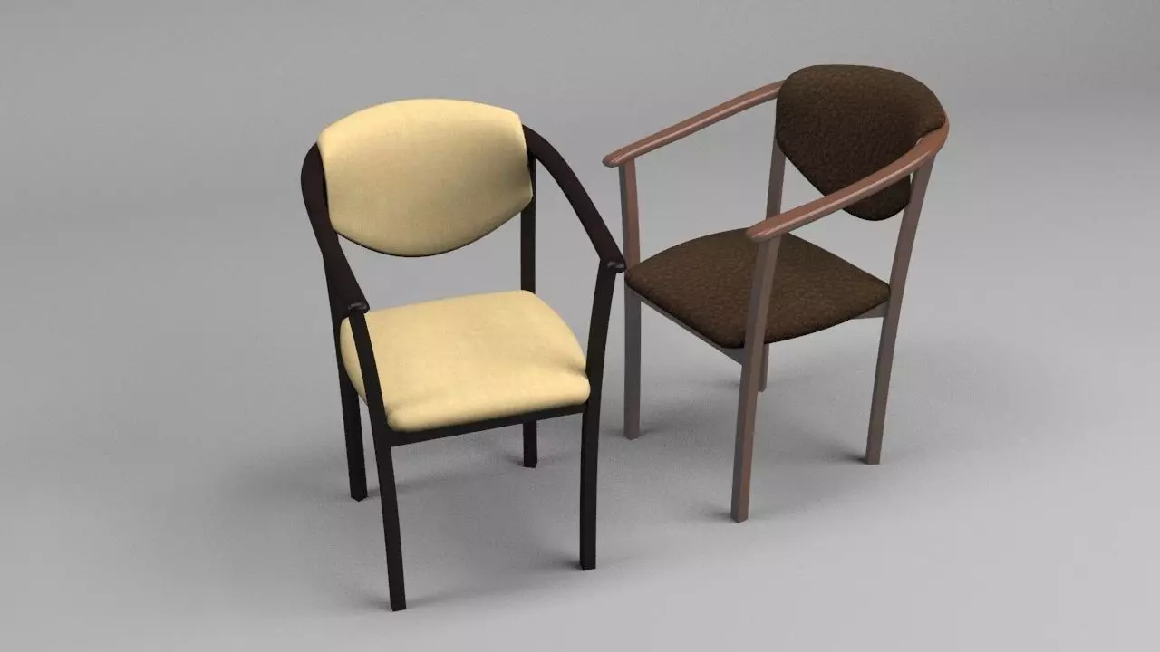 Chair two chairs Low-poly 3D model_0