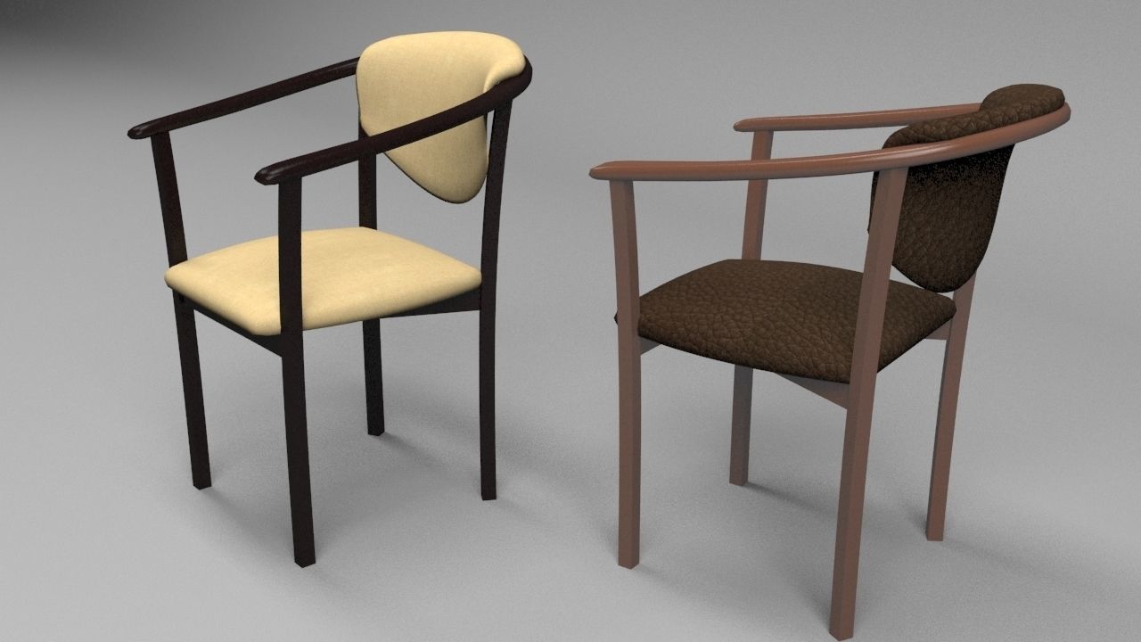 Chair two chairs Low-poly 3D model_2