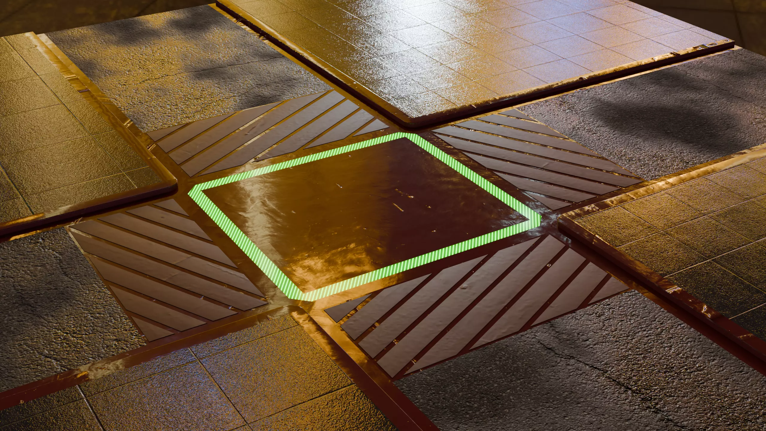 low poly Cyberpunk cross Junction Low-poly 3D model
