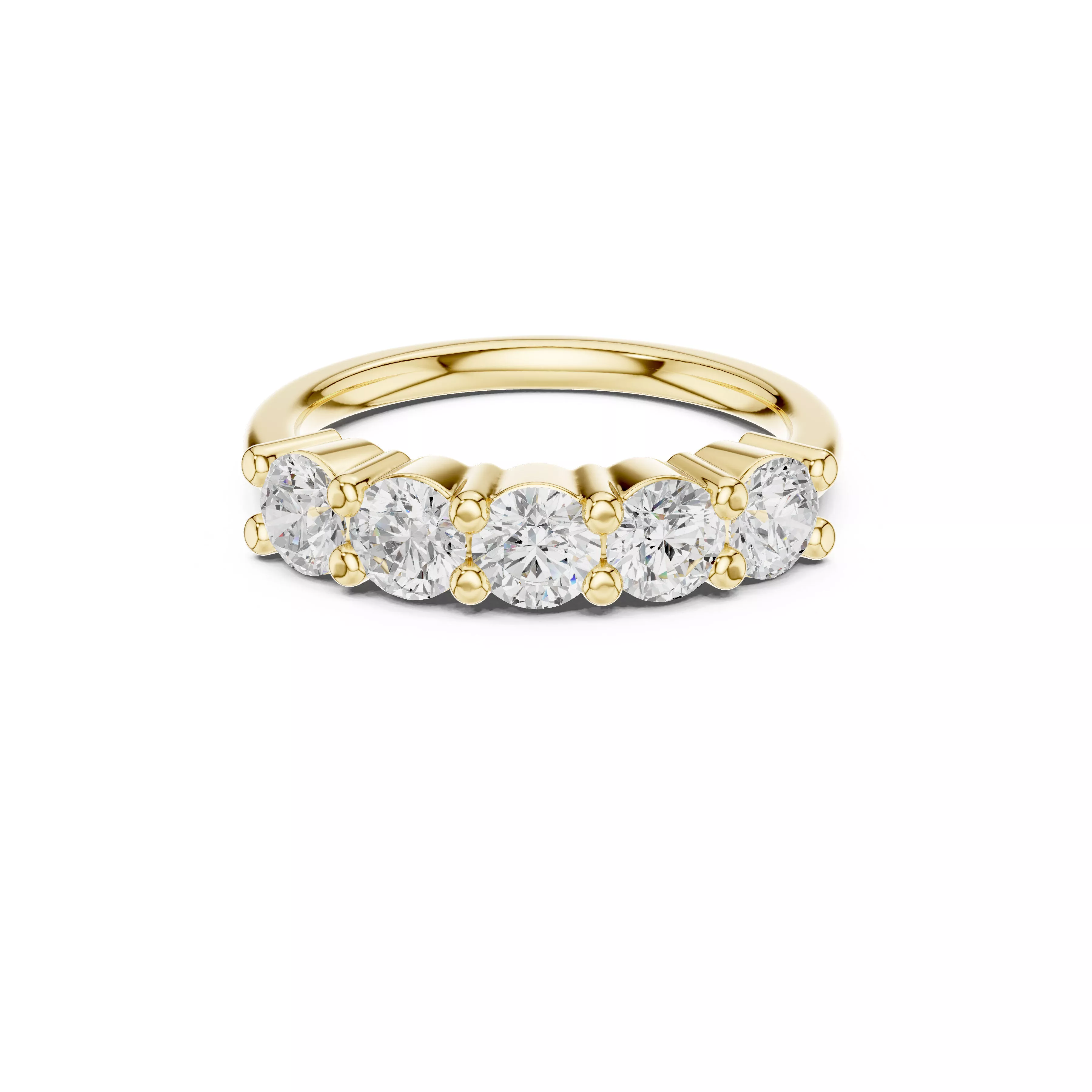 Five Stone Round Diamond Anniversary Ring STL 3DM CAD 3D print model