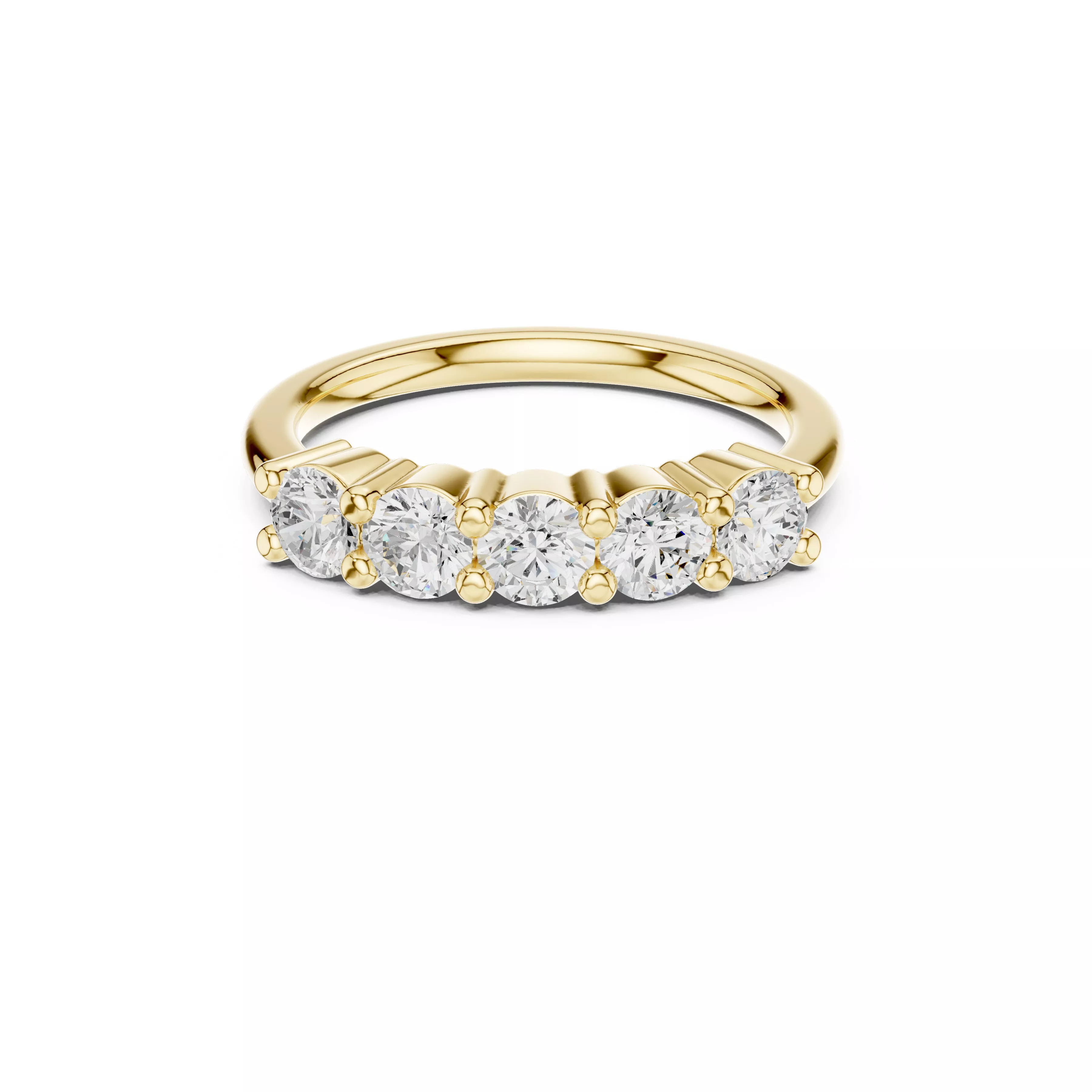 Five Stone Round Diamond Anniversary Ring STL 3DM CAD 3D print model