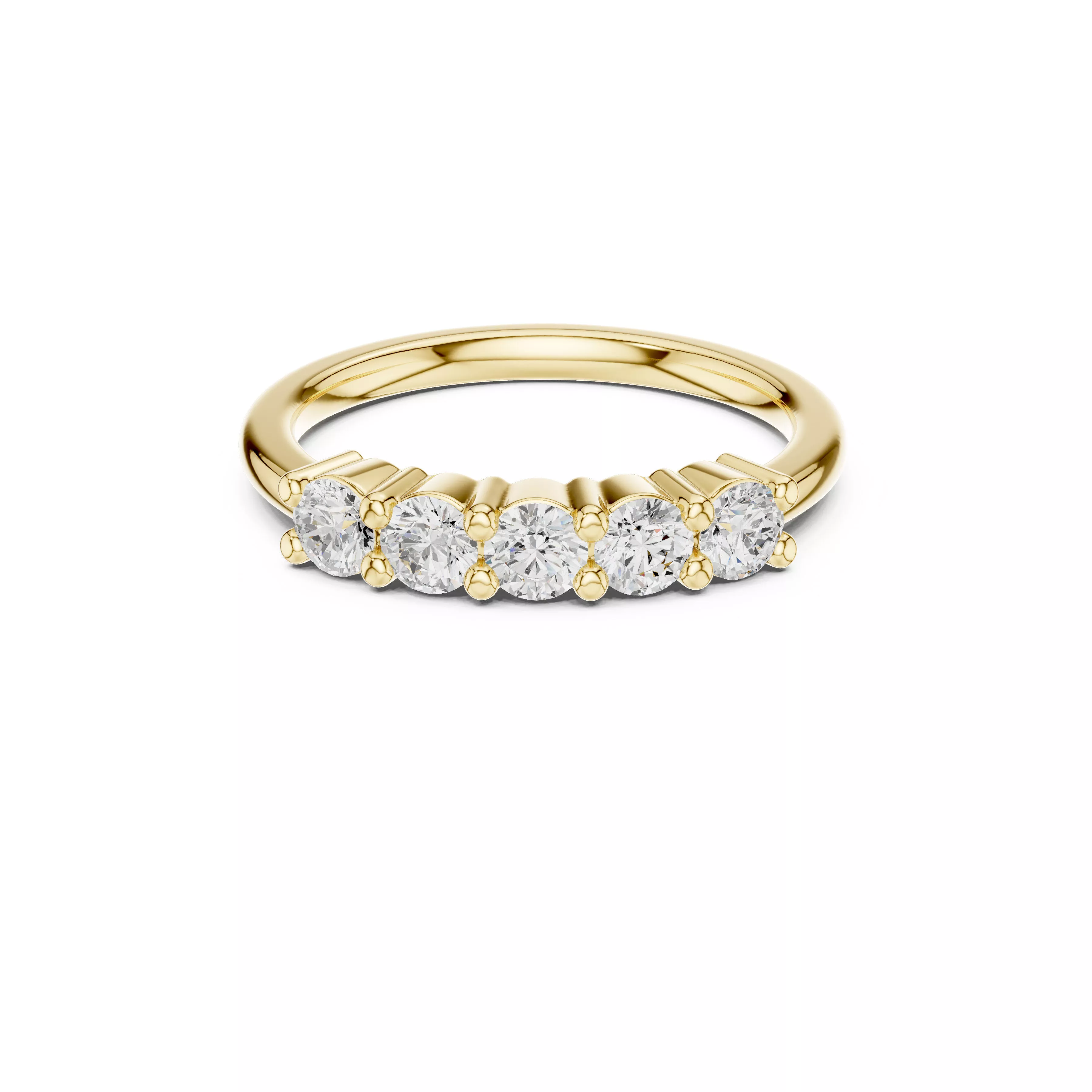 Five Stone Round Diamond Anniversary Ring STL 3DM CAD 3D print model