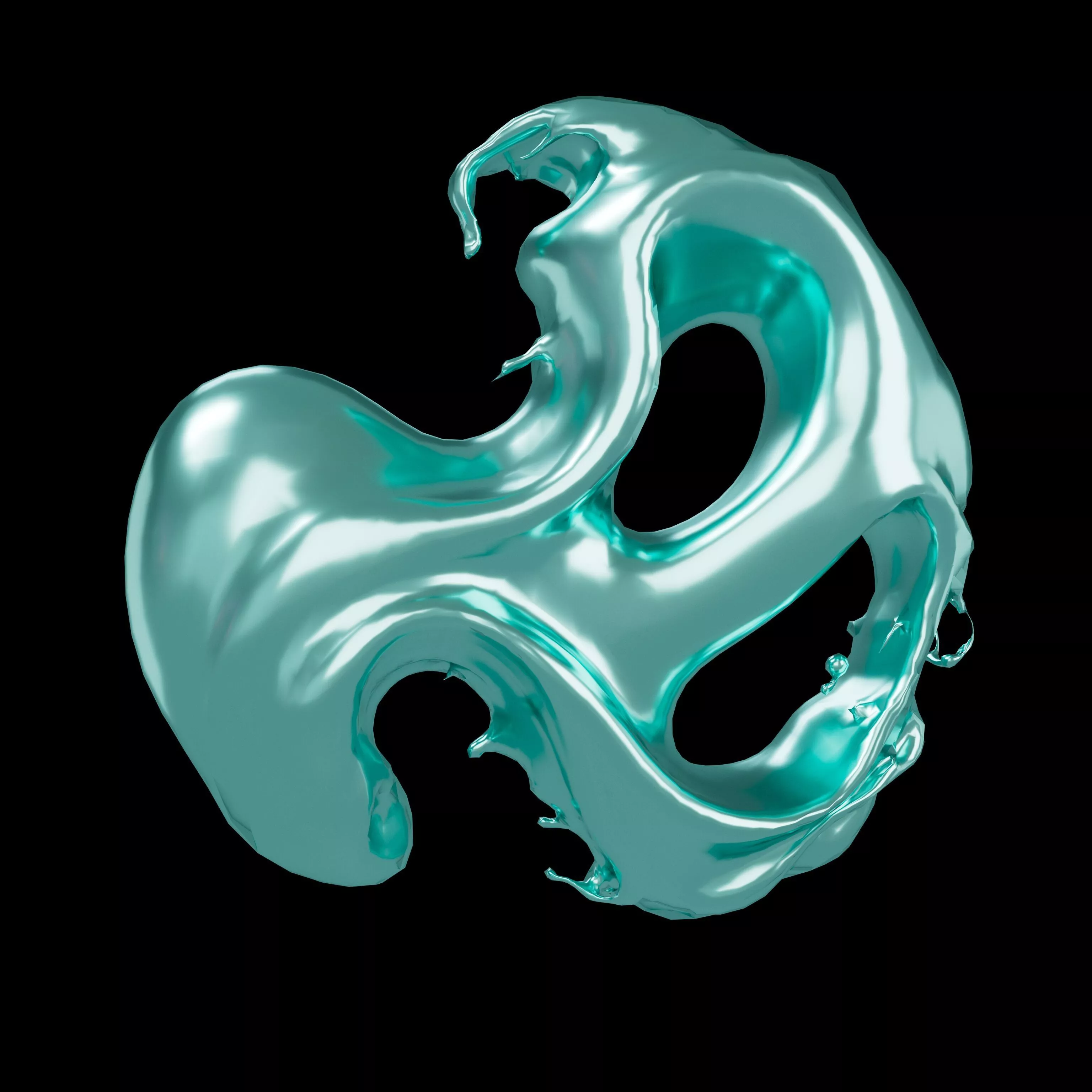 Abstract Style Water Flow Shape v2 003 Low-poly 3D model