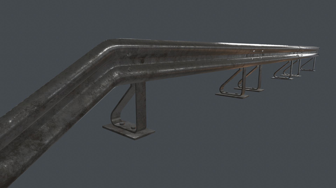 Crash Barrier PBR Game Ready  Low-poly 3D model 3