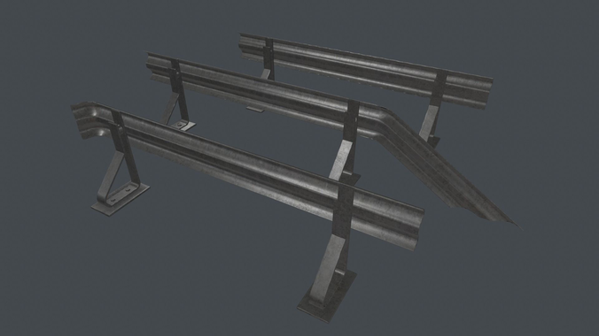 Crash Barrier PBR Game Ready  Low-poly 3D model 7