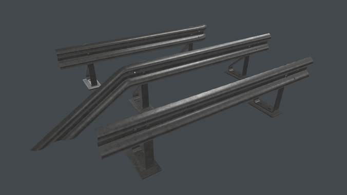 Crash Barrier PBR Game Ready  Low-poly 3D model 6