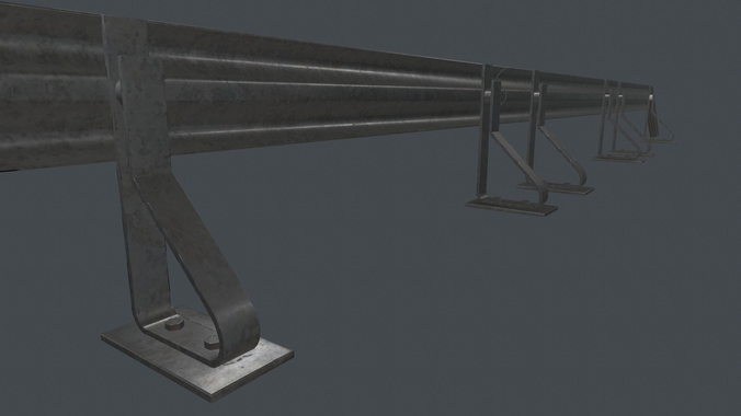 Crash Barrier PBR Game Ready  Low-poly 3D model 5
