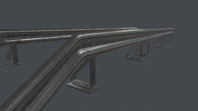 Crash Barrier PBR Game Ready  Low-poly 3D model 2