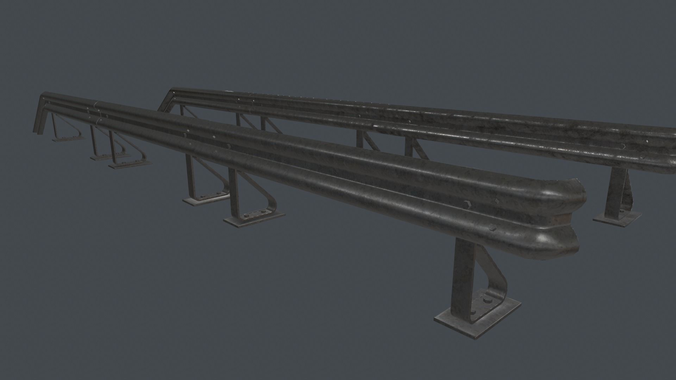 Crash Barrier PBR Game Ready  Low-poly 3D model 4