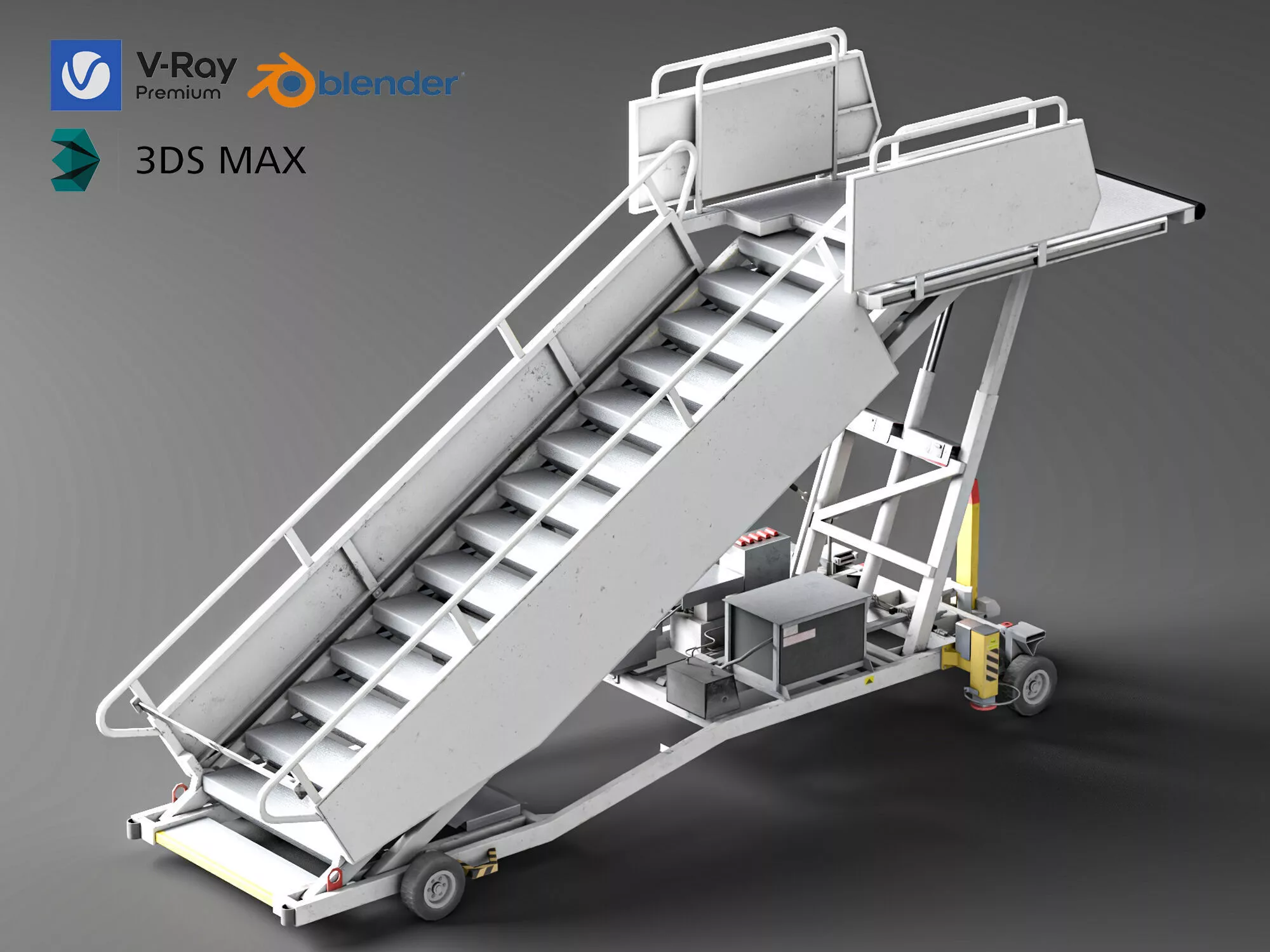 Electric Aircraft Passenger Boarding Stairs 3D Model 3D model