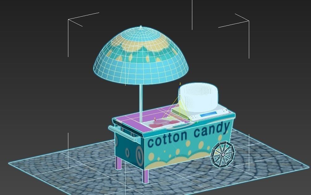Cotton candy Low-poly 3D model_0