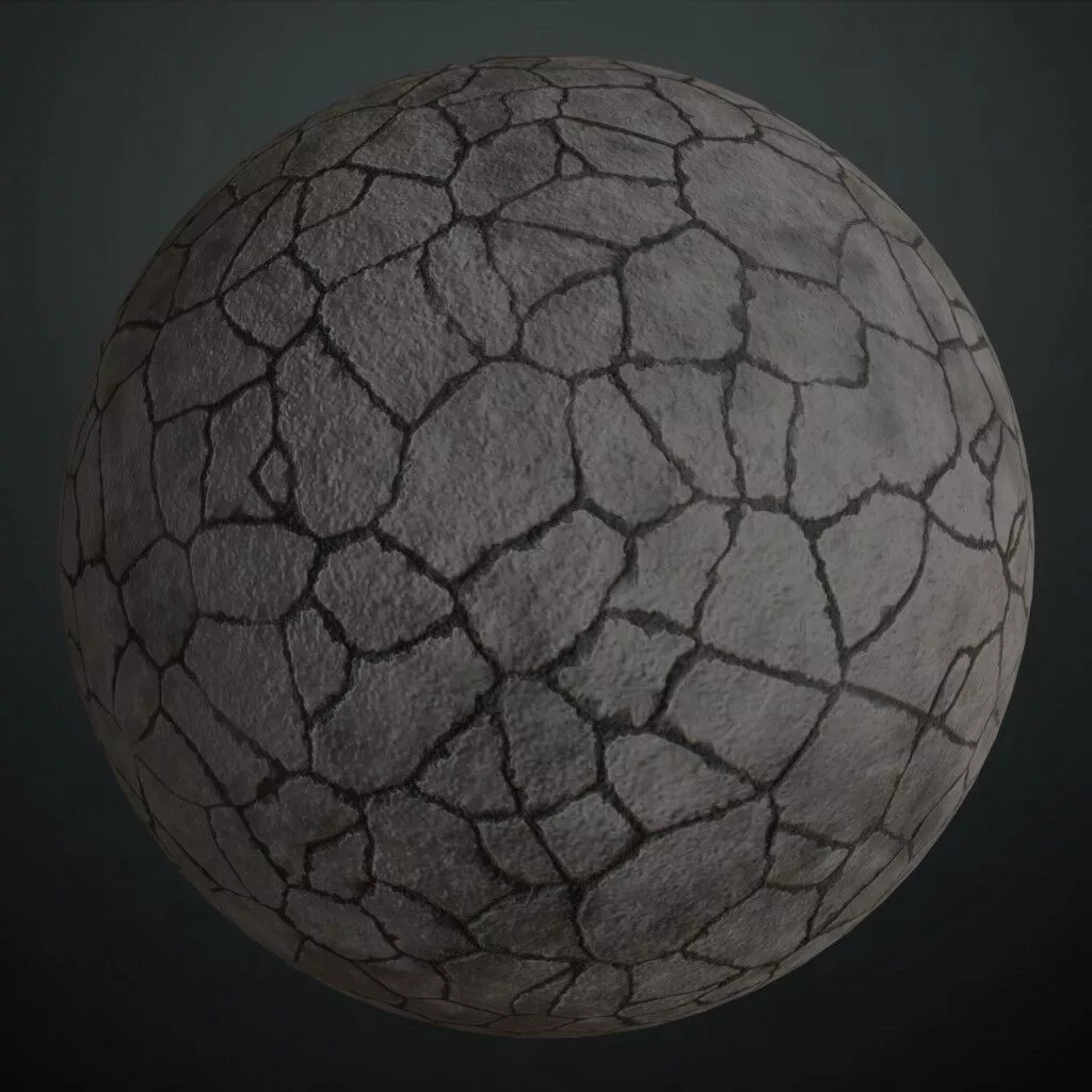 Asphalt Ground with Cracks Damaged Road PBR Material Seamless Texture