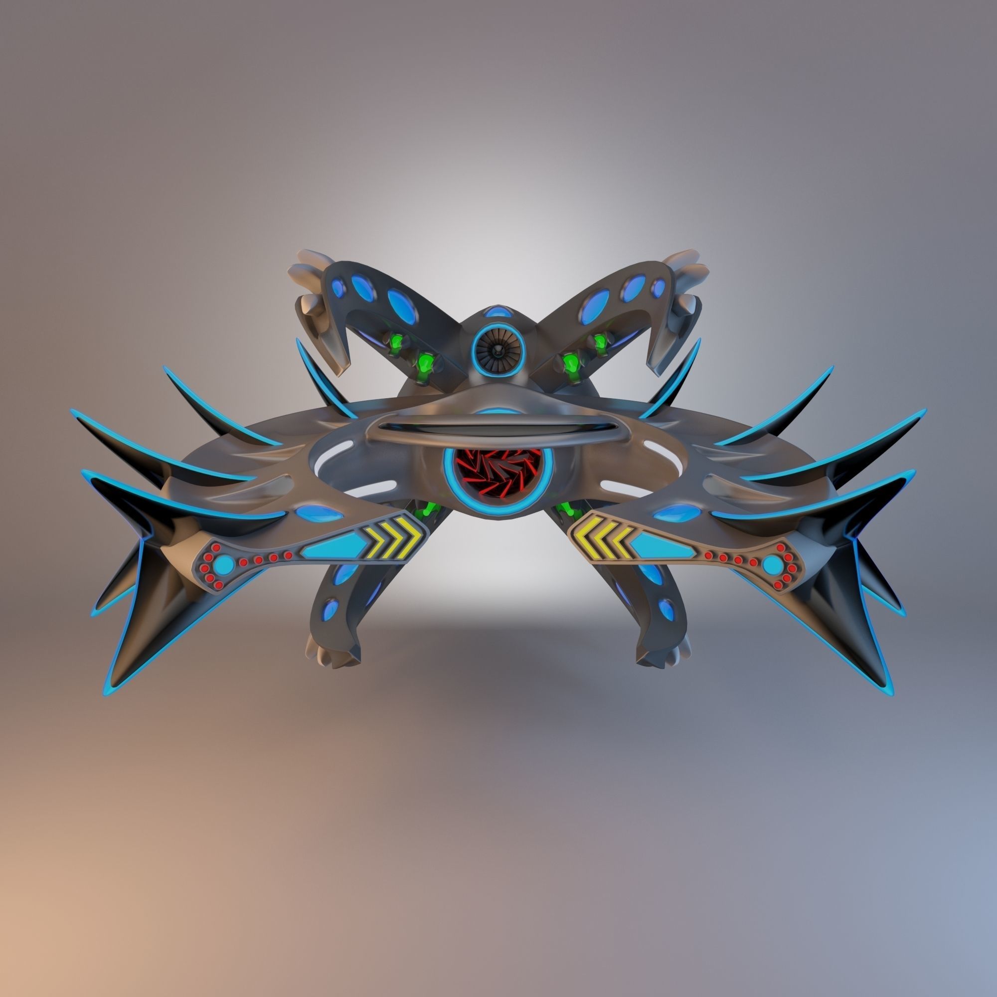 Destroyer Spaceship Concept Low-poly 3D model_6