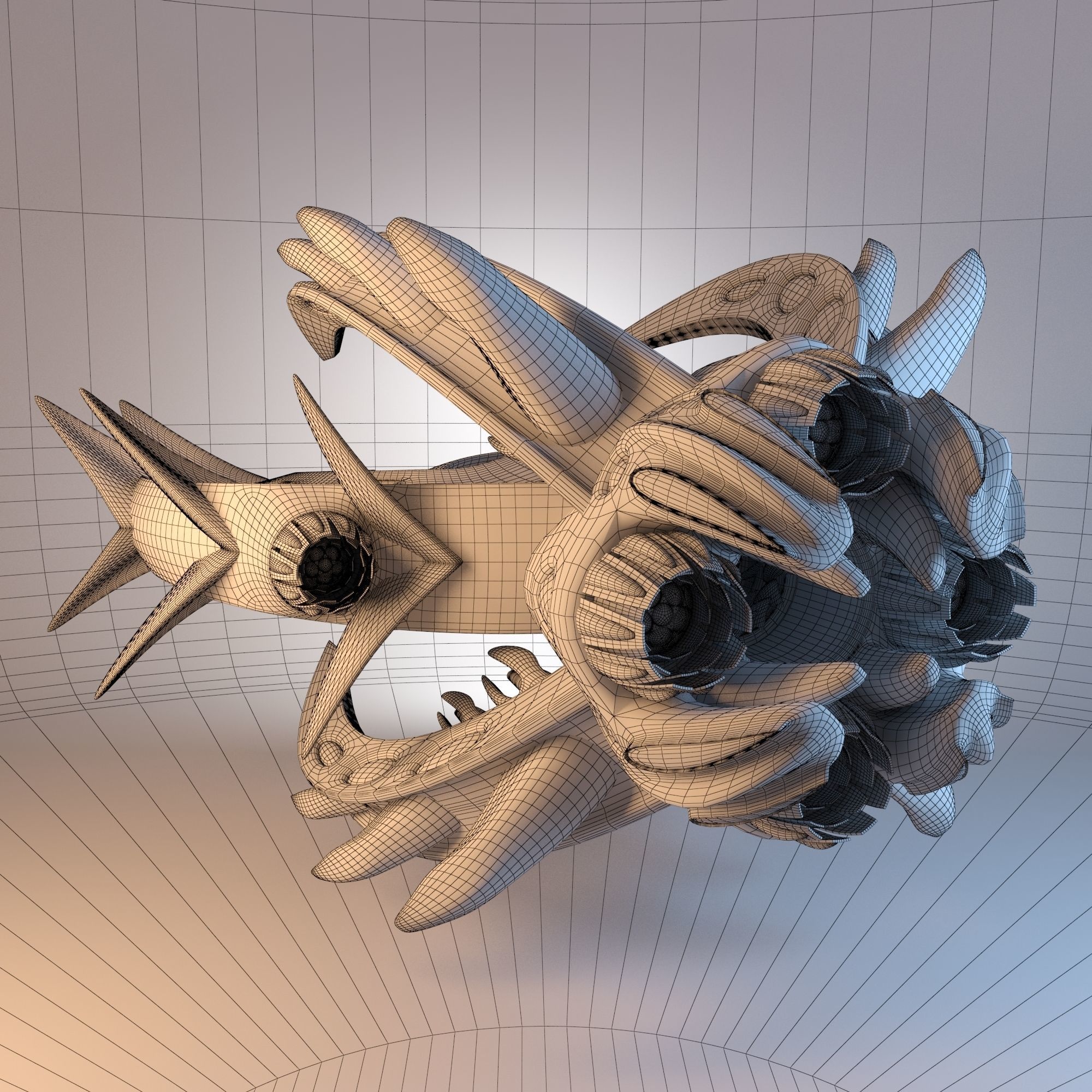 Destroyer Spaceship Concept Low-poly 3D model_5