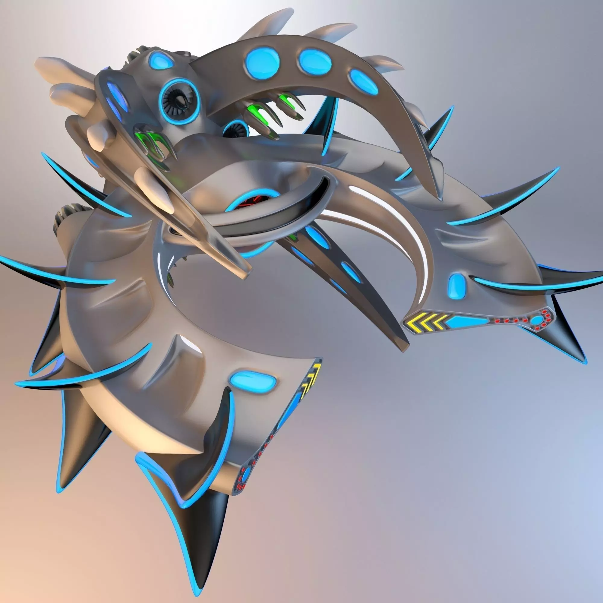 Destroyer Spaceship Concept Low-poly 3D model_0