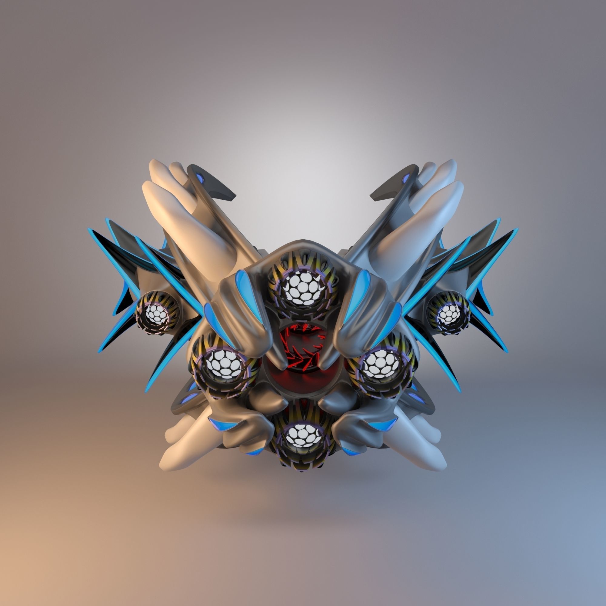 Destroyer Spaceship Concept Low-poly 3D model_7
