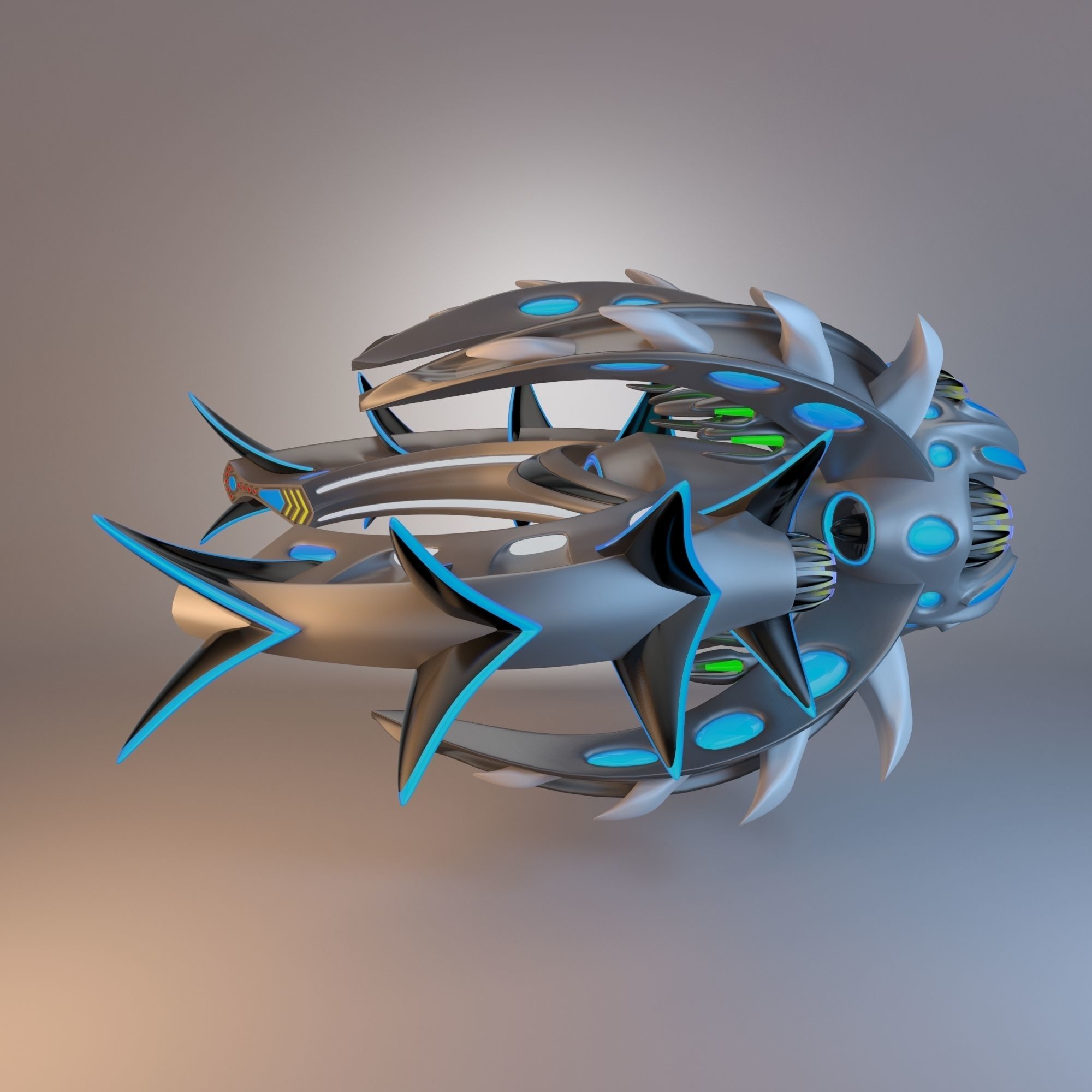 Destroyer Spaceship Concept Low-poly 3D model_8
