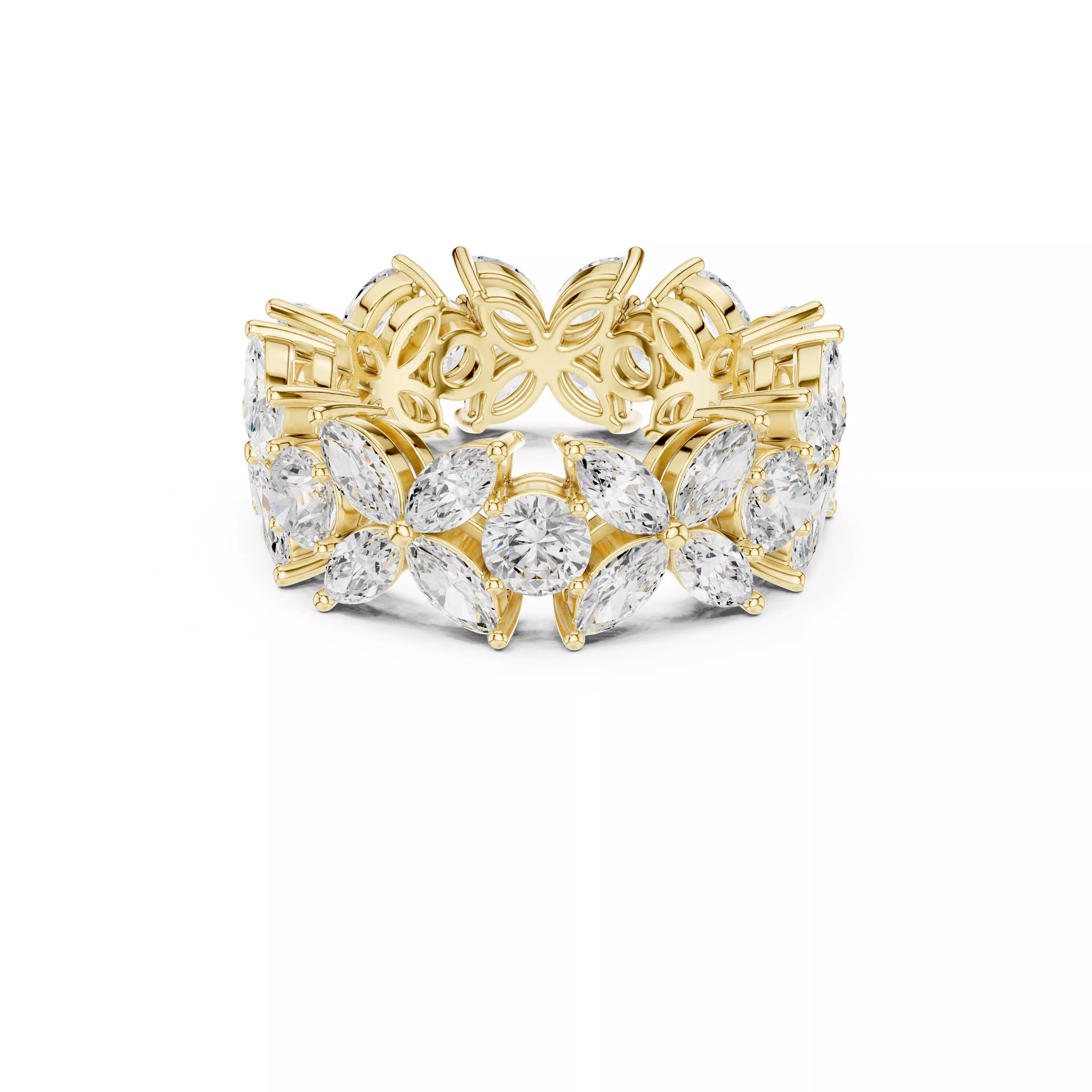 Premium Diamond Band Gold Wedding Ring CAD-439 3D print model