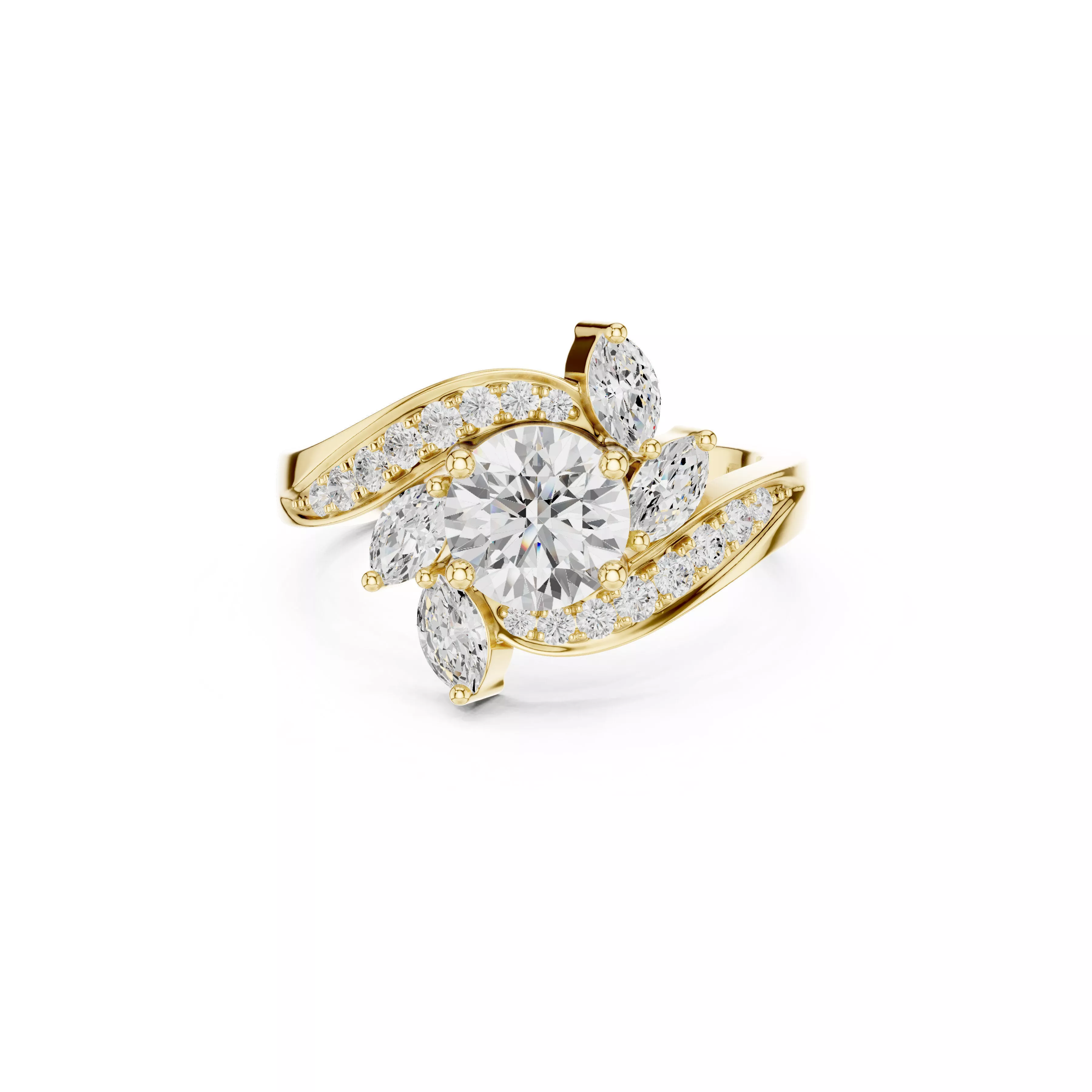 Premium Custom Fine Jewelry Diamond Ring Gold Band STL 3DM 21 3D print model