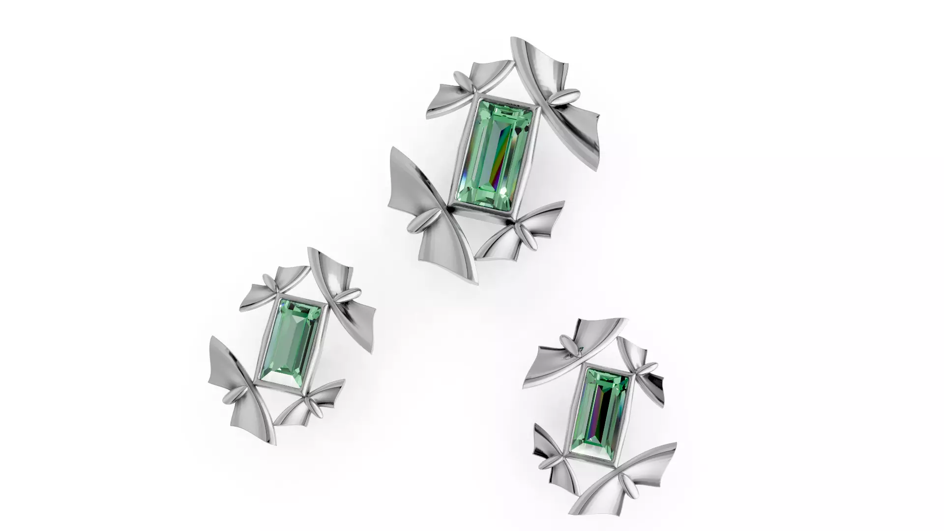 Geometric Butterfly Pendant Earrings Set 3D print model
