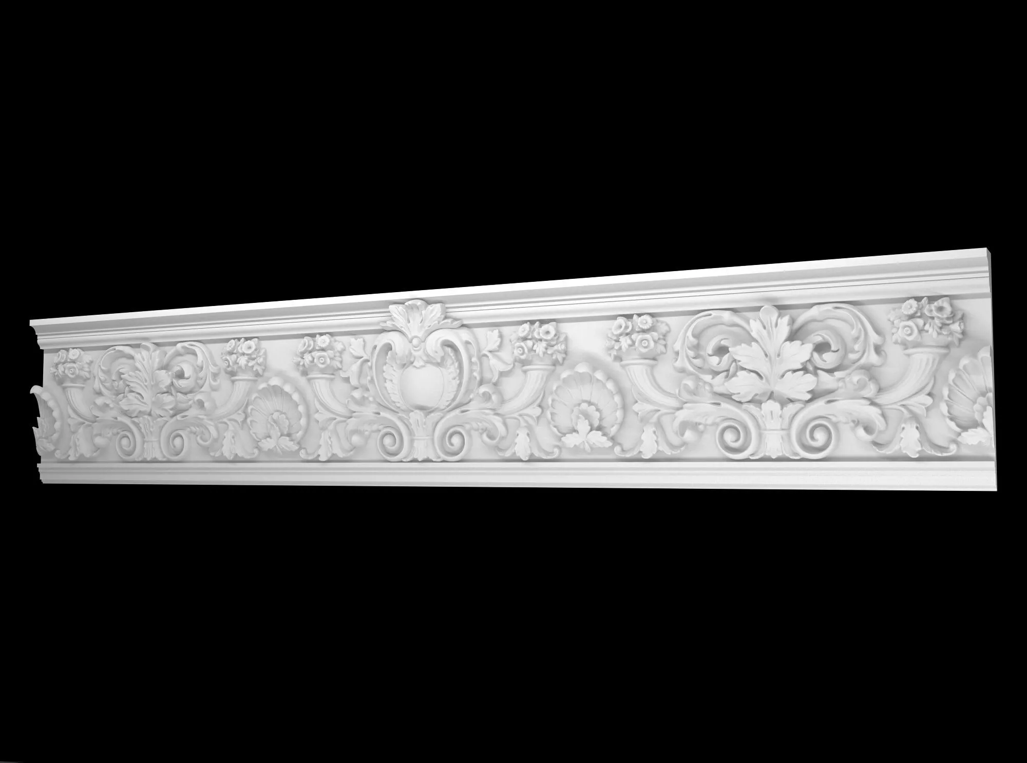 Luxury Floral Acanthus Cornice Molding 3D Model 3D model