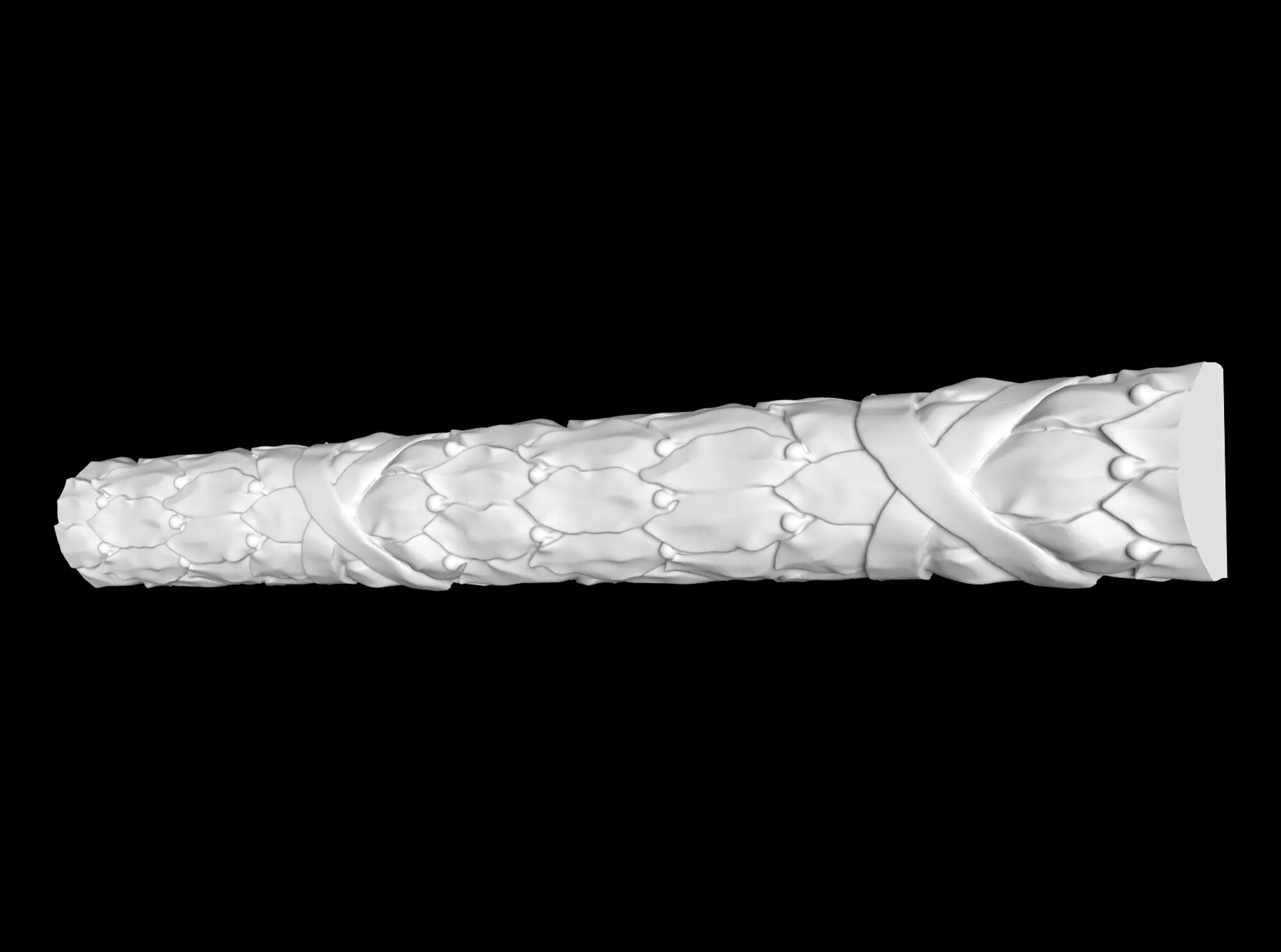 Fish Scale Spiral Cylindrical Molding 3D Model 3D model