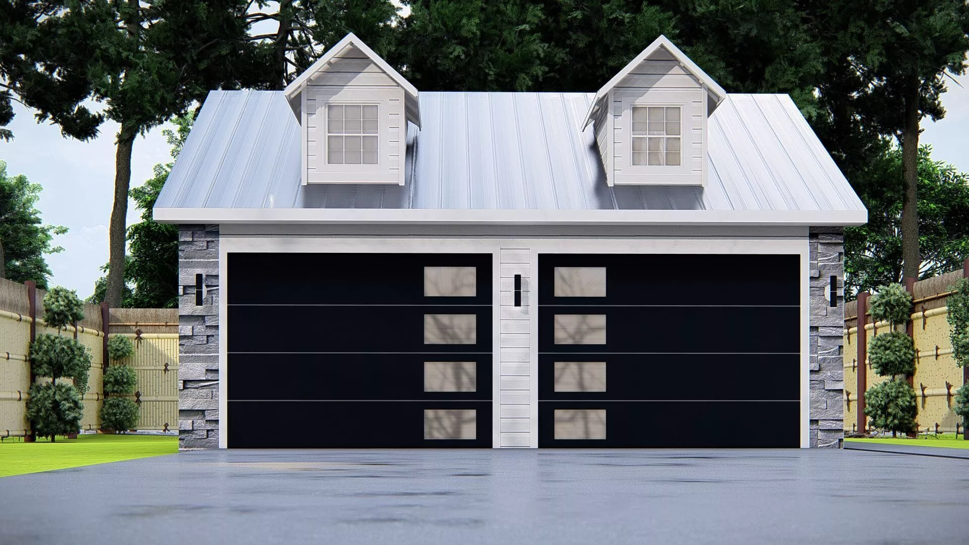 Modern Garage with Loft Apartment Detached Garage 3D Model 3D model
