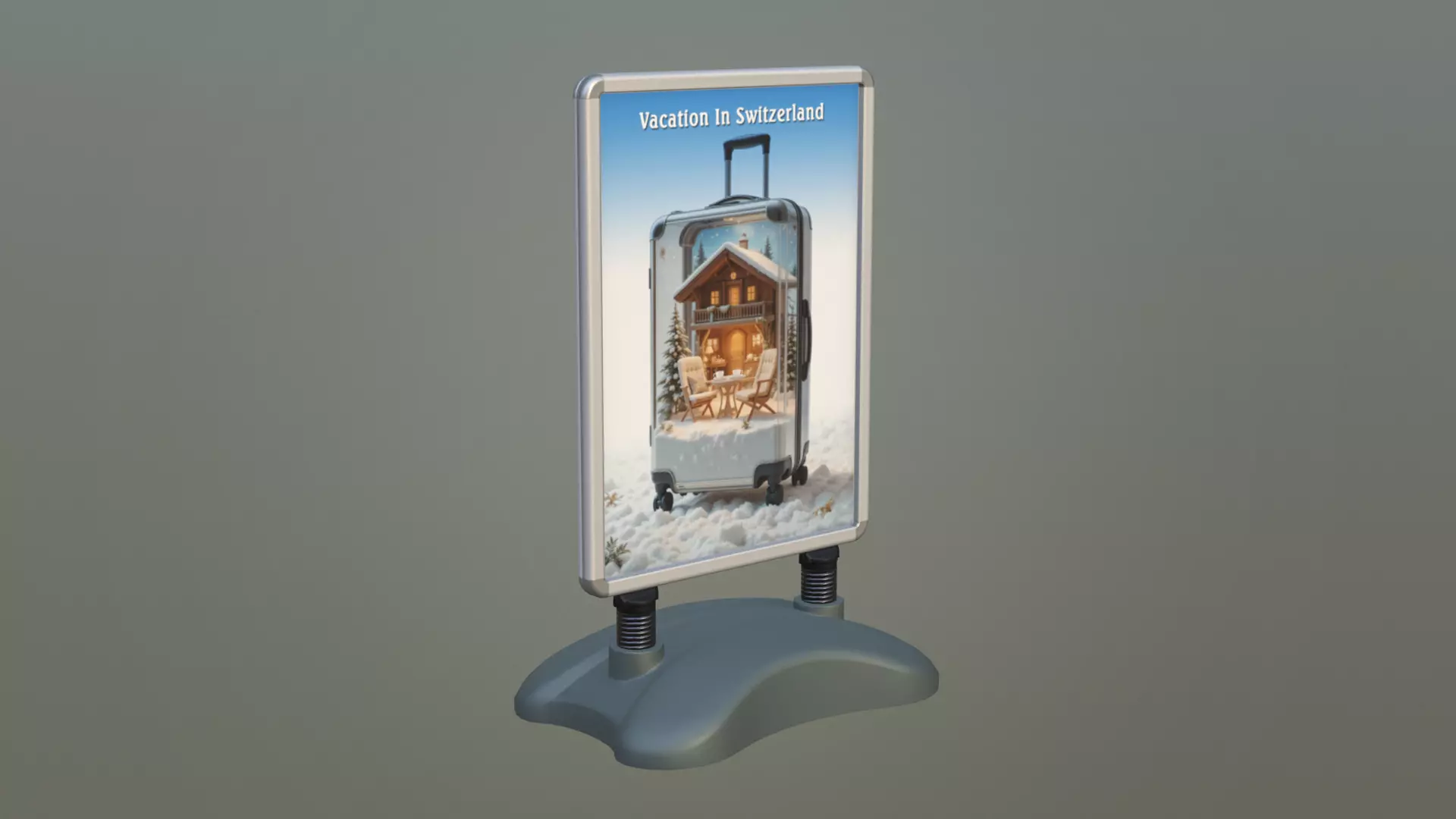 Waterbase sign board with low-poly mesh Low-poly 3D model