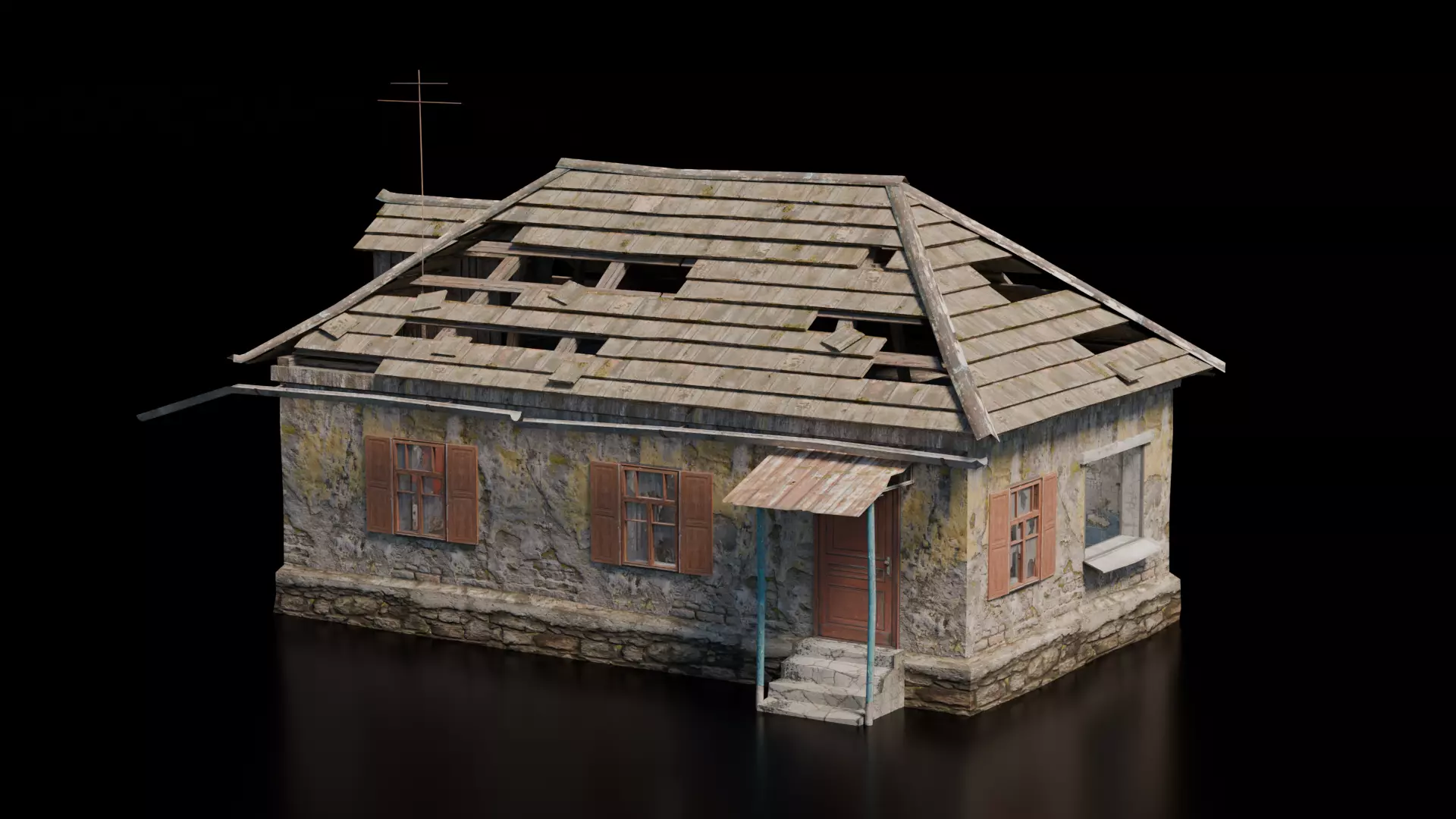 Abandoned House 17 Low-poly 3D model