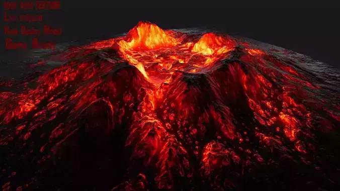 Volcano with flames Low-poly 3D model