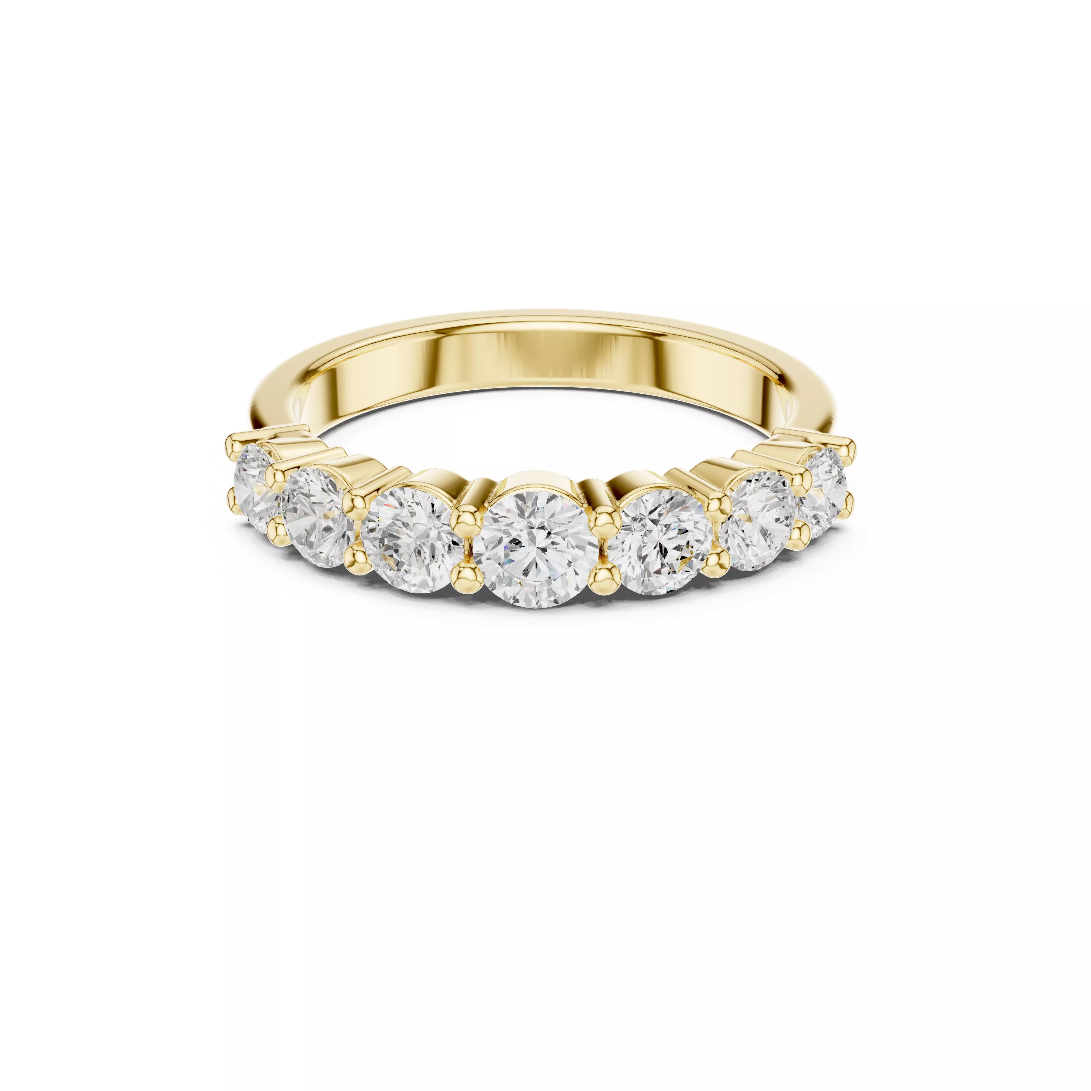 Classic Seven Stone Diamond Ring Anniversary Band CAD 3D print model