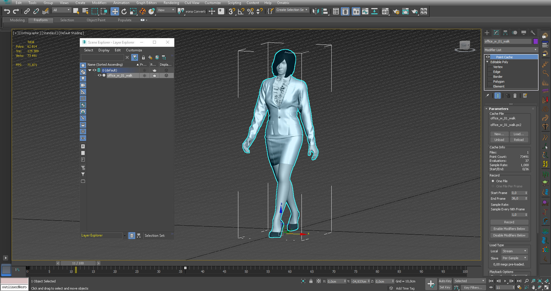 office woman elegant walk 3D model_10