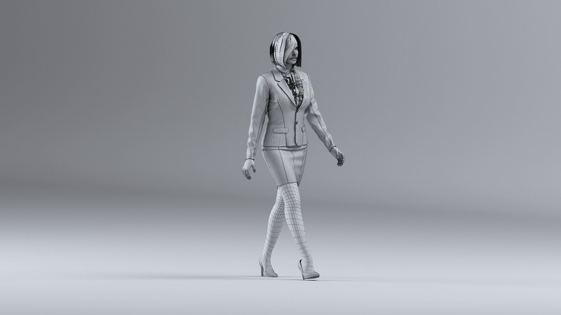 office woman elegant walk 3D model_7