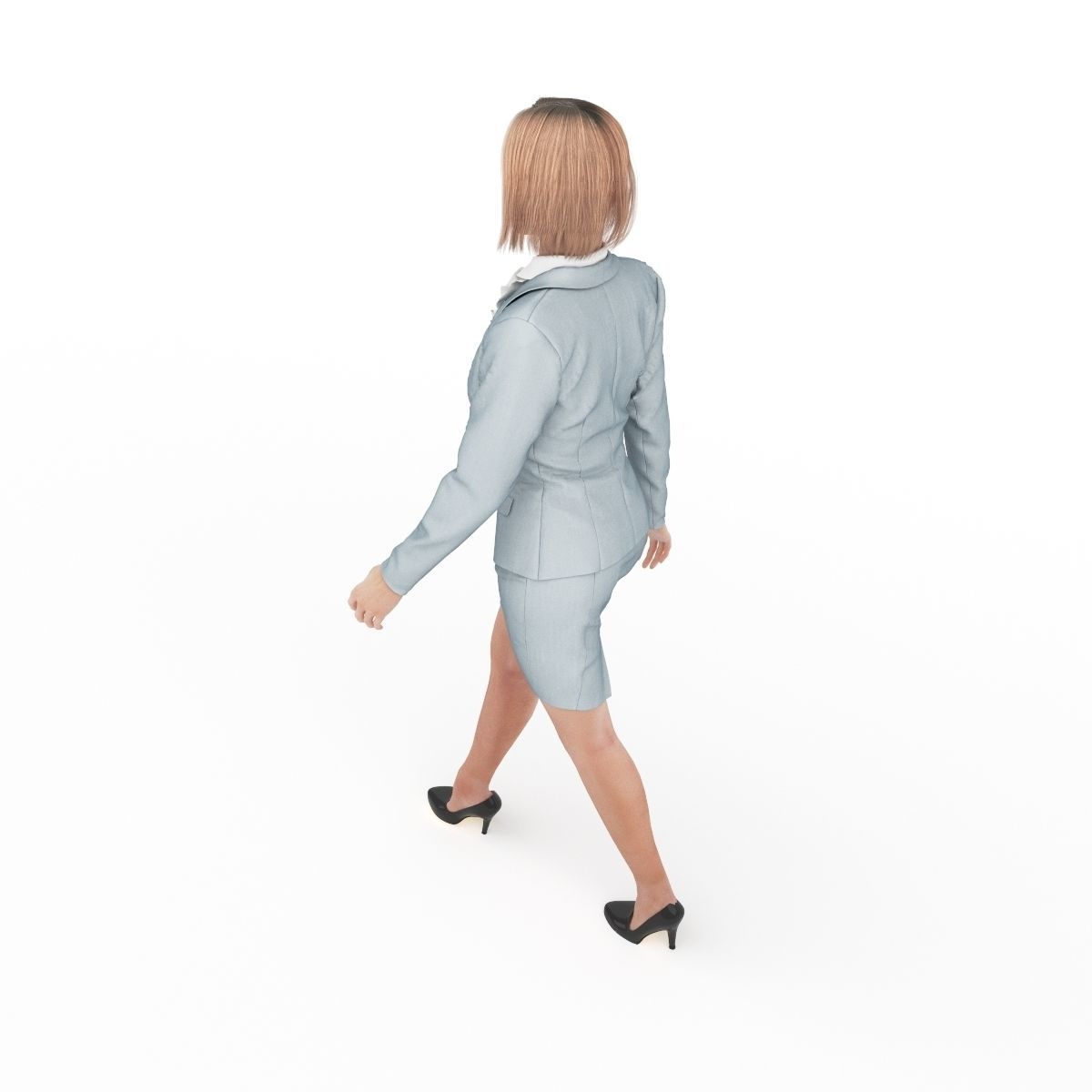 office woman elegant walk 3D model_4