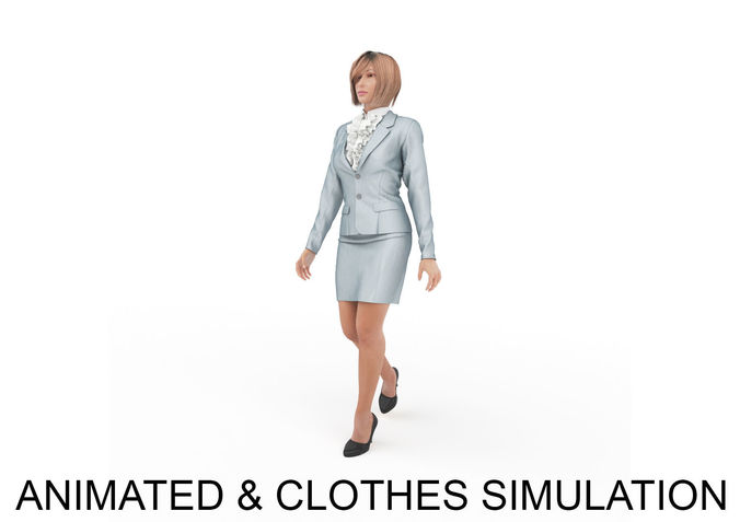 office woman elegant walk 3D model