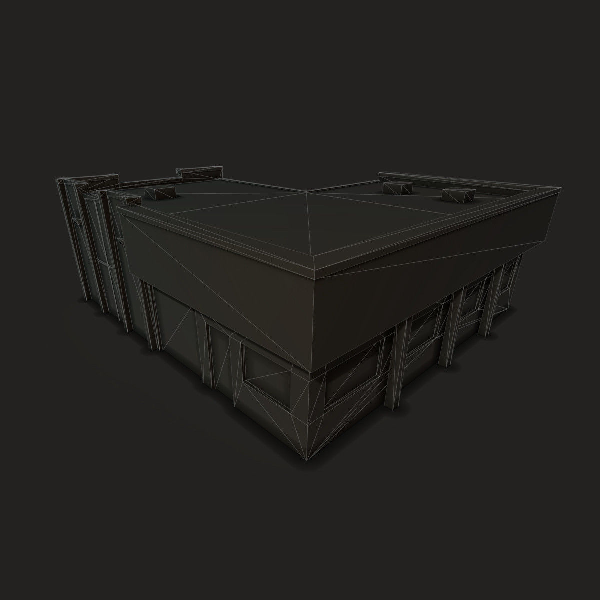 Car Workshop Building Low-poly 3D model_6
