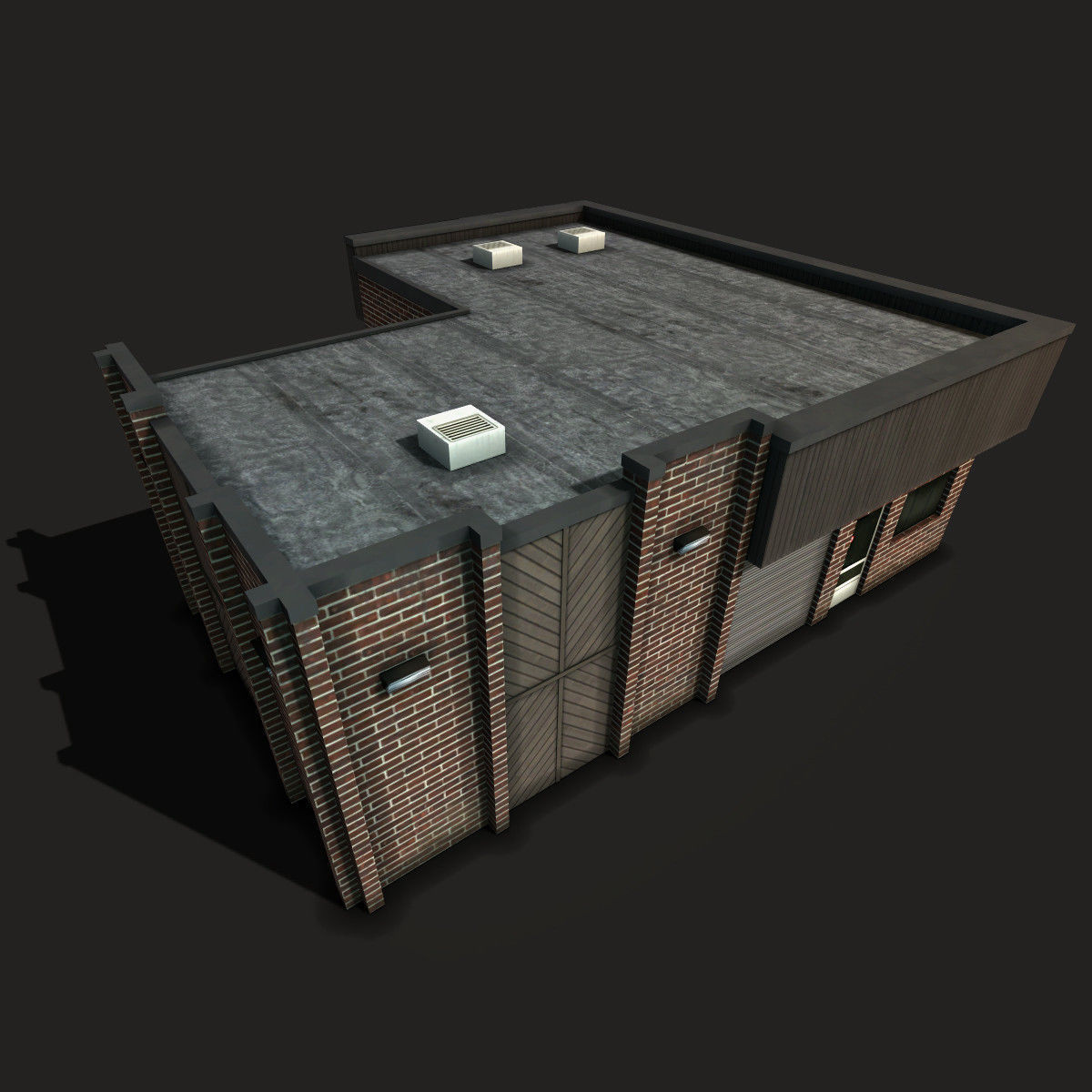 Car Workshop Building Low-poly 3D model_3