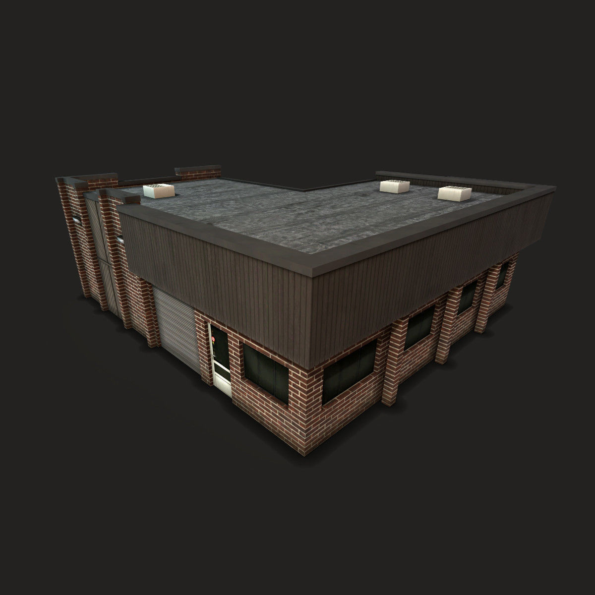 Car Workshop Building Low-poly 3D model_5