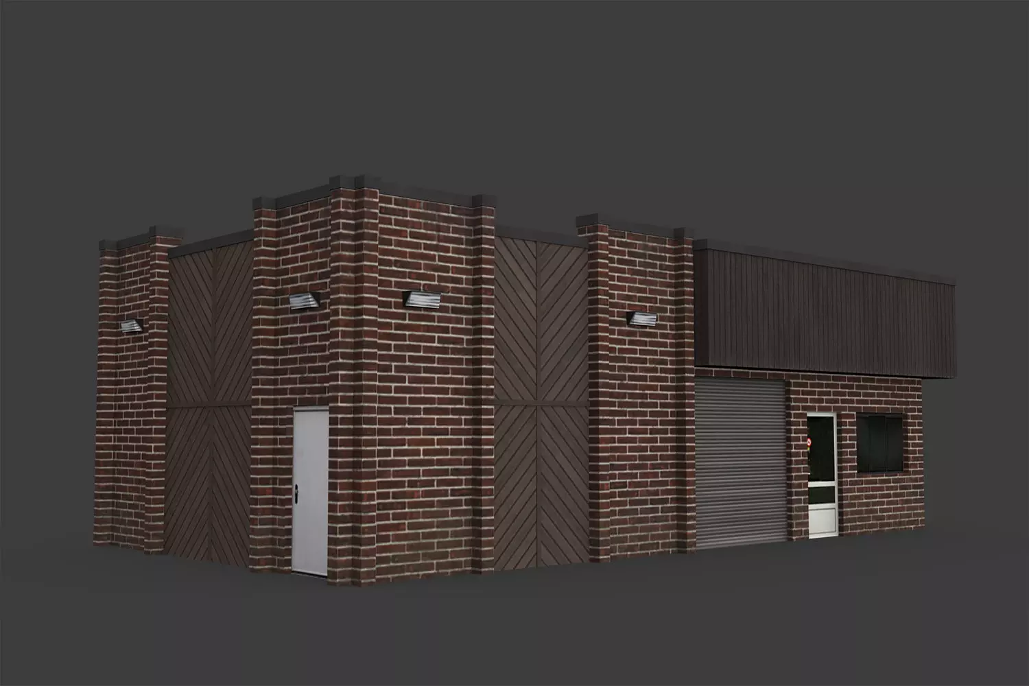 Car Workshop Building Low-poly 3D model_0