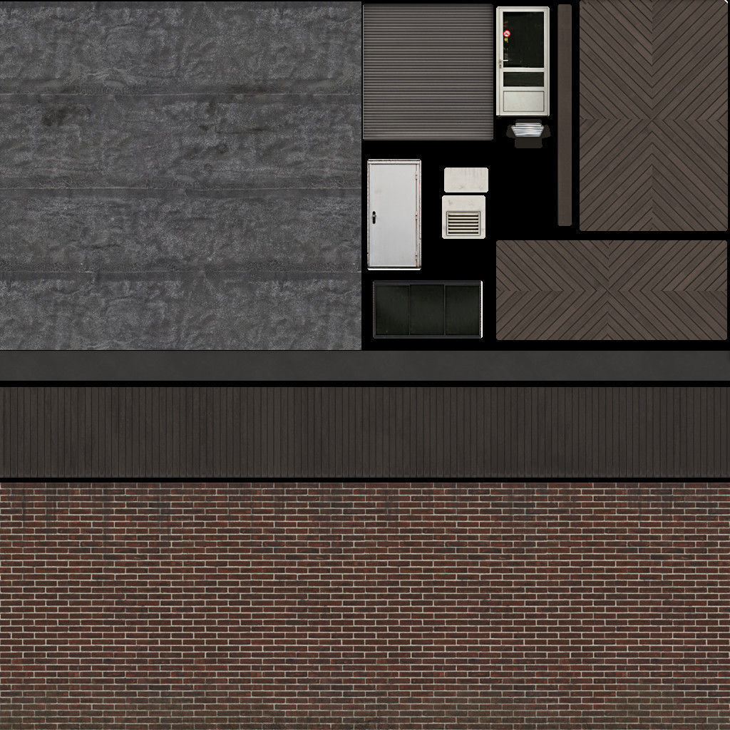 Car Workshop Building Low-poly 3D model_8