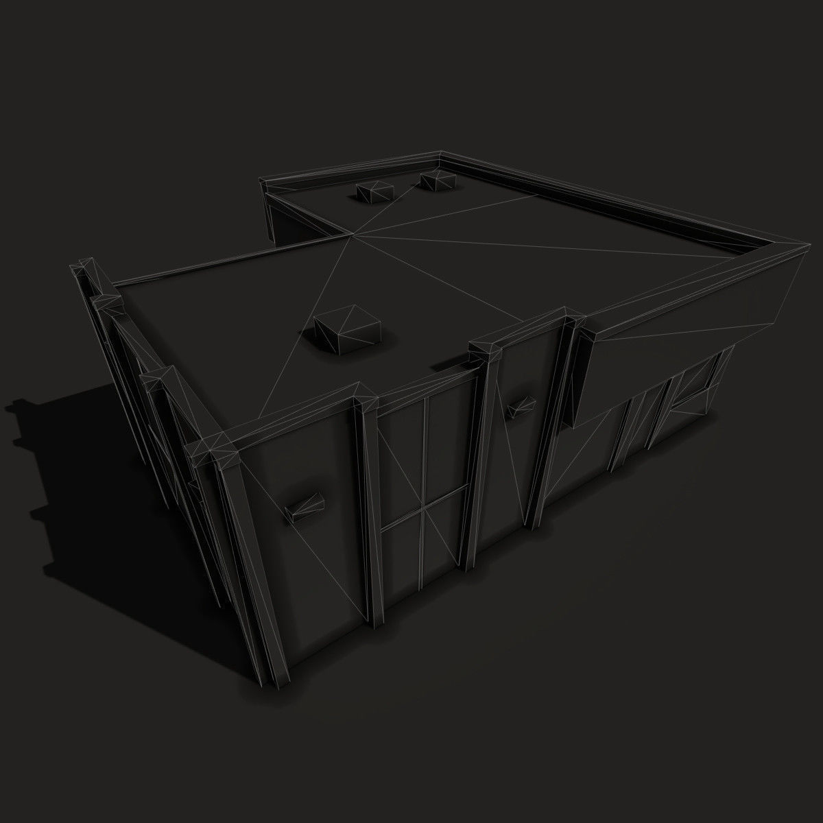 Car Workshop Building Low-poly 3D model_4